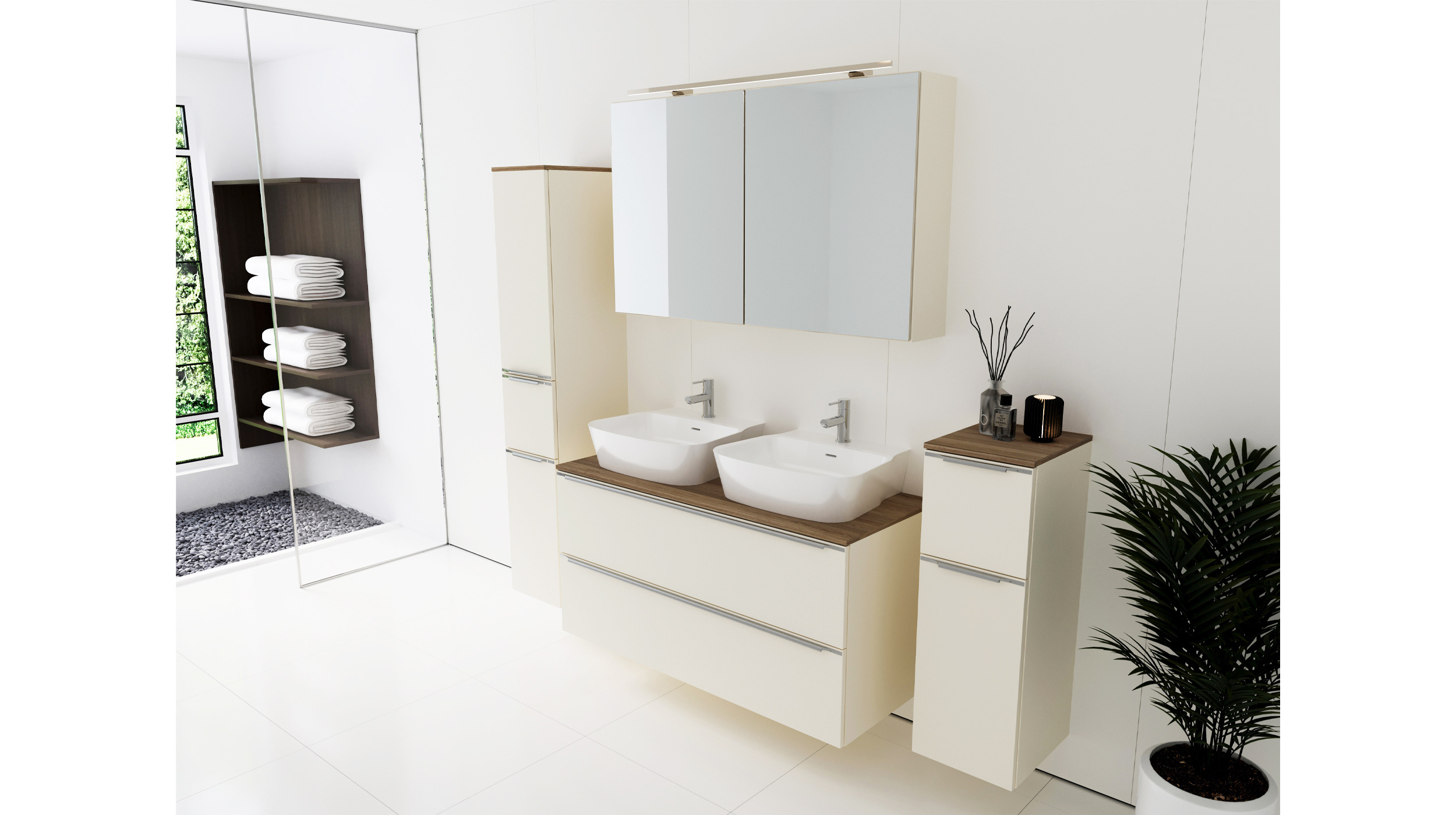 Badmöbel-Set Magnolia - 4 Teile - Waschtisch 120 cm - LEONEL