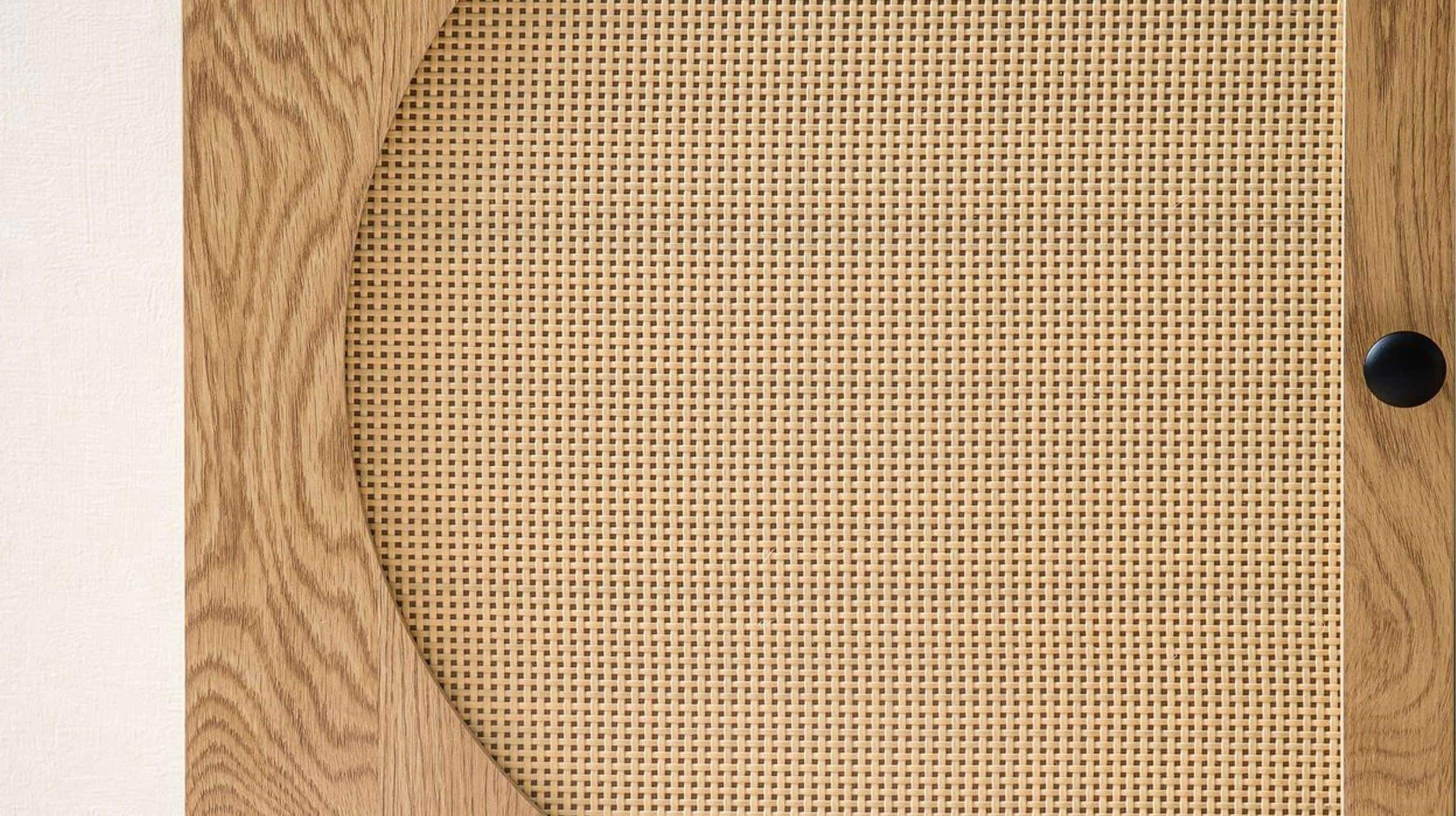 Sideboard Eiche Holzdekor - Rattan 140 cm - 3-türig - RATVAN