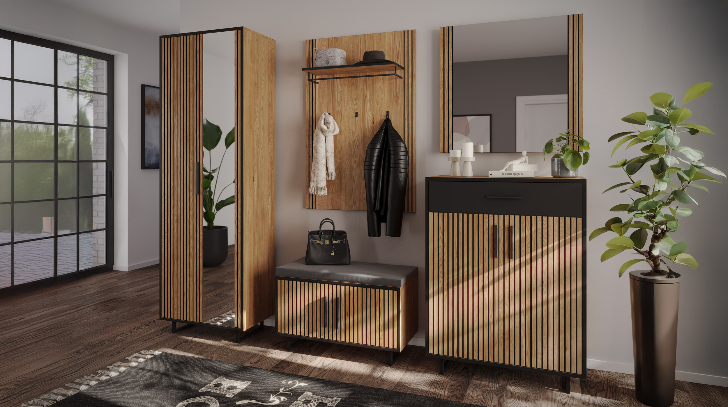Schuhschrank mit Schublade Eiche teilmassiv geölt 82 x 100 cm - BELLA Schuhschrank mit Schublade Eiche teilmassiv geölt 82 x 100 cm - BELLA