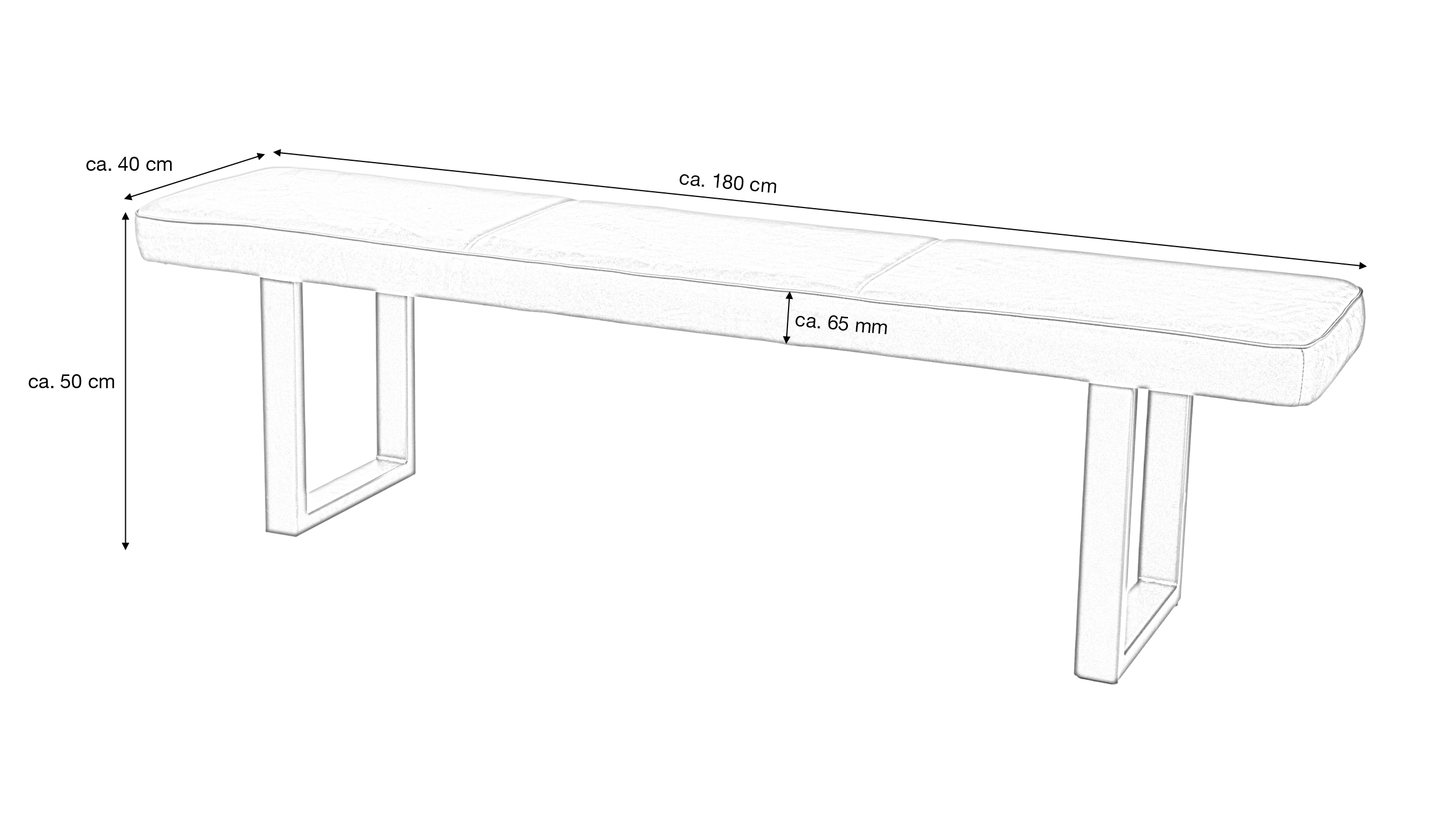 Sitzbank 180 cm Microfaser anthrazit Bank - TARA