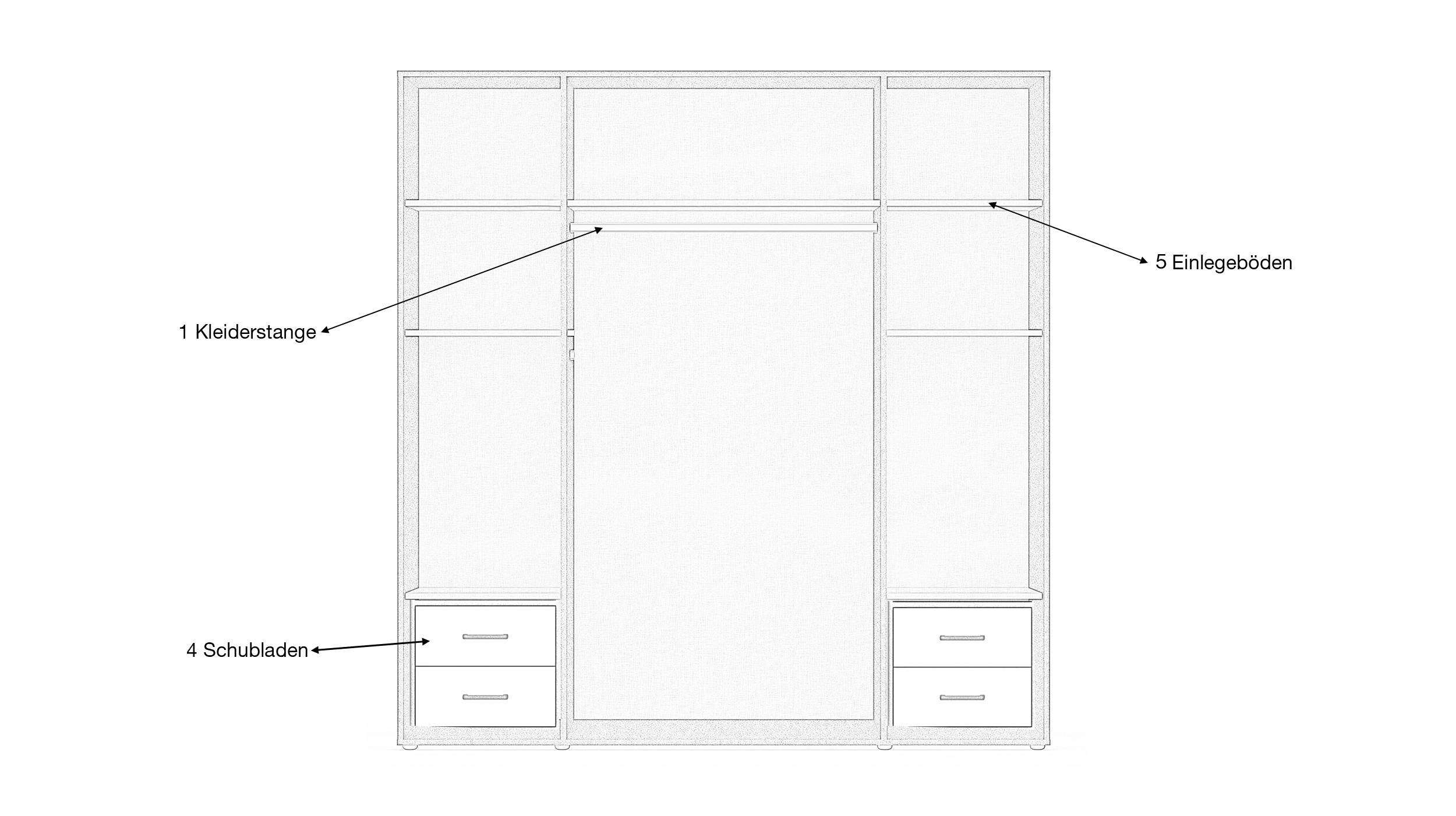 Kleiderschrank weiß - grau 187 cm 4-türig - VOYAGER