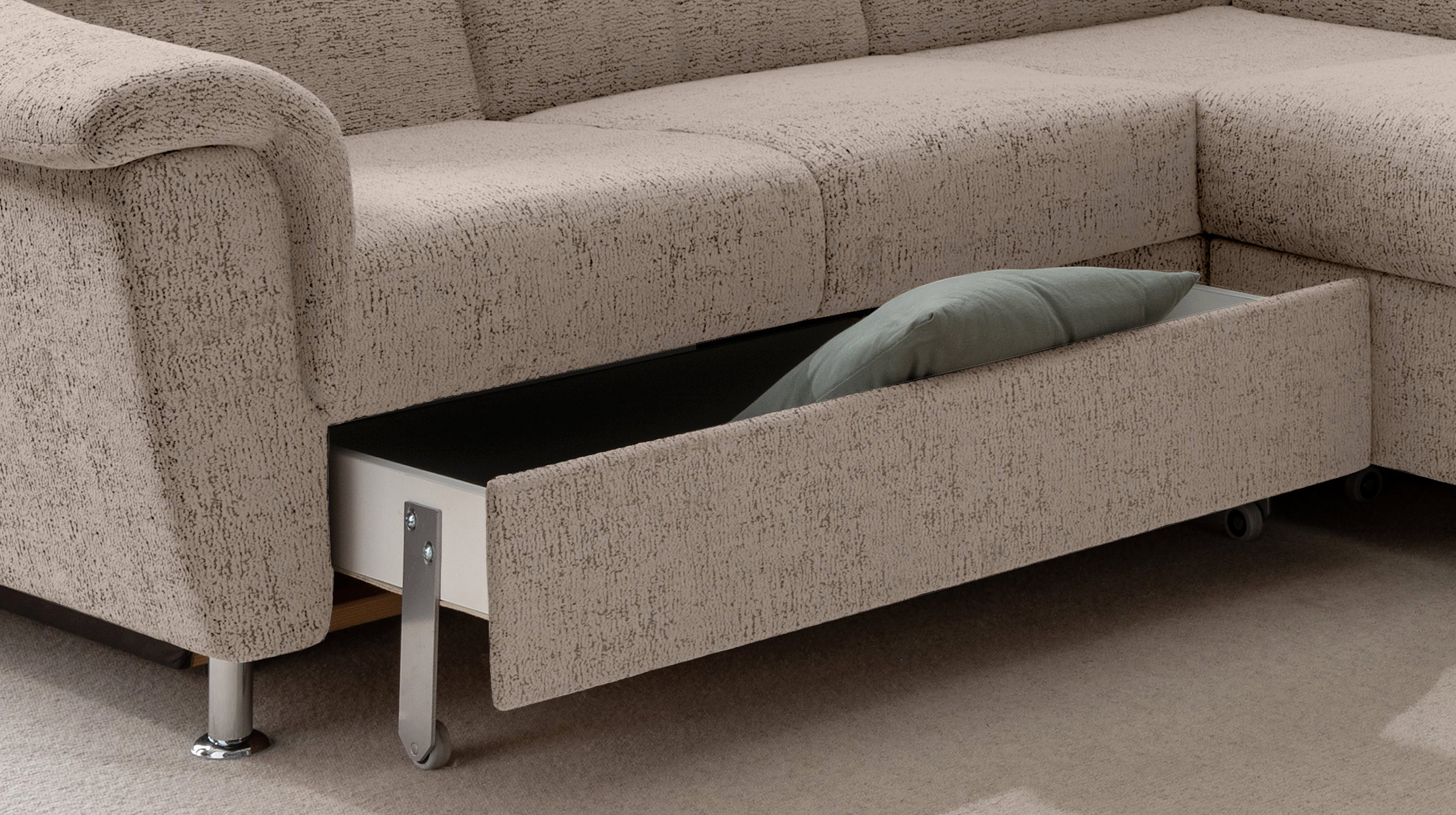 Ecksofa braun Schlaffunktion Bettkasten 271 x 224 cm - VELARO
