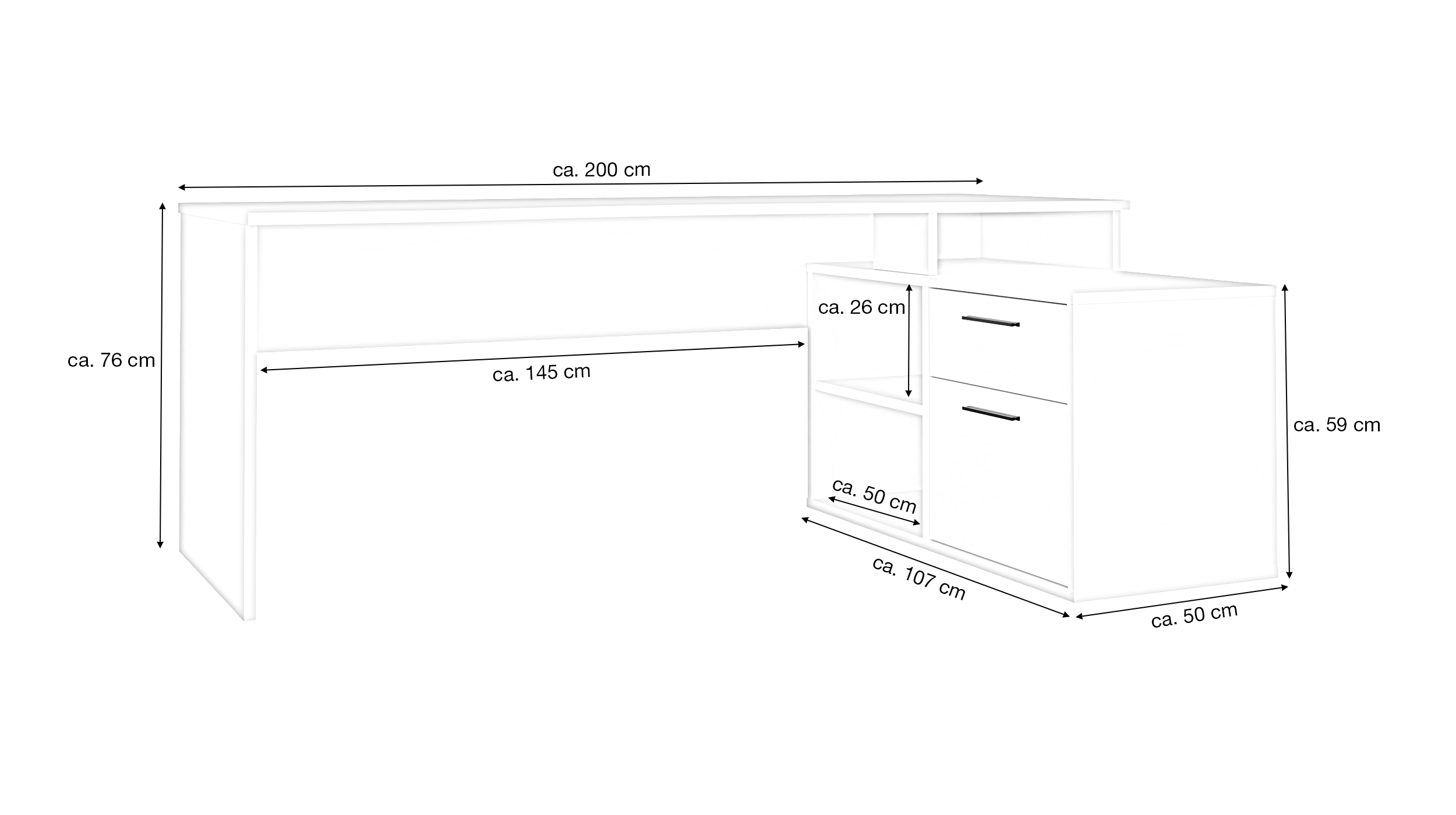 Eck-Schreibtisch beige 200 x 122 cm - TEZAUR