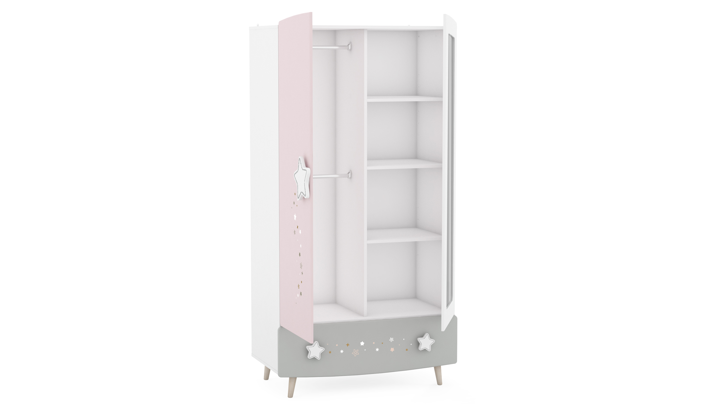 Kleiderschrank mit Spiegel - weiß - 95 cm - ETOILES