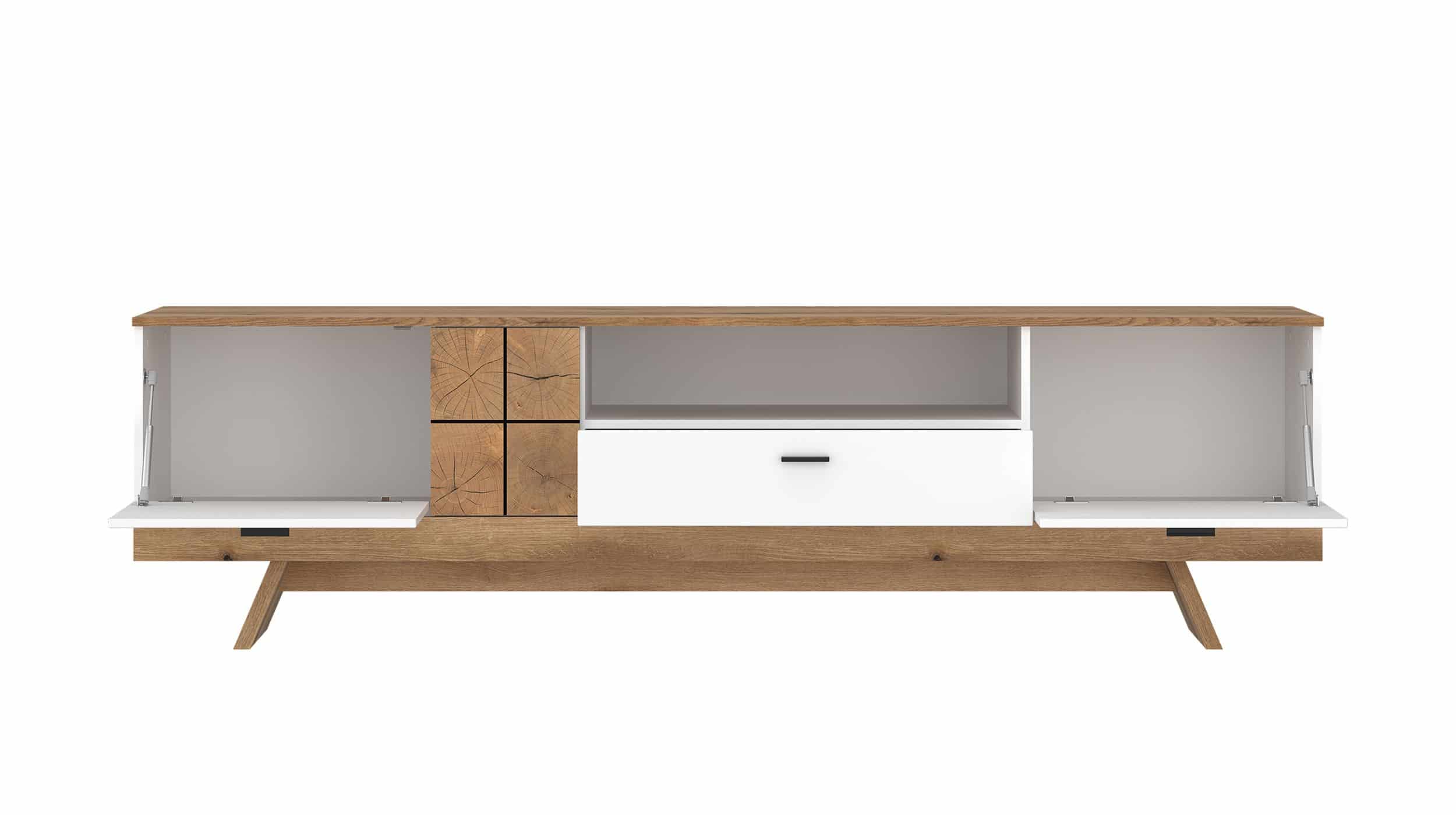 TV - Lowboard weiß Hochglanz - Coast Evoke Eiche 216 cm - ORETA