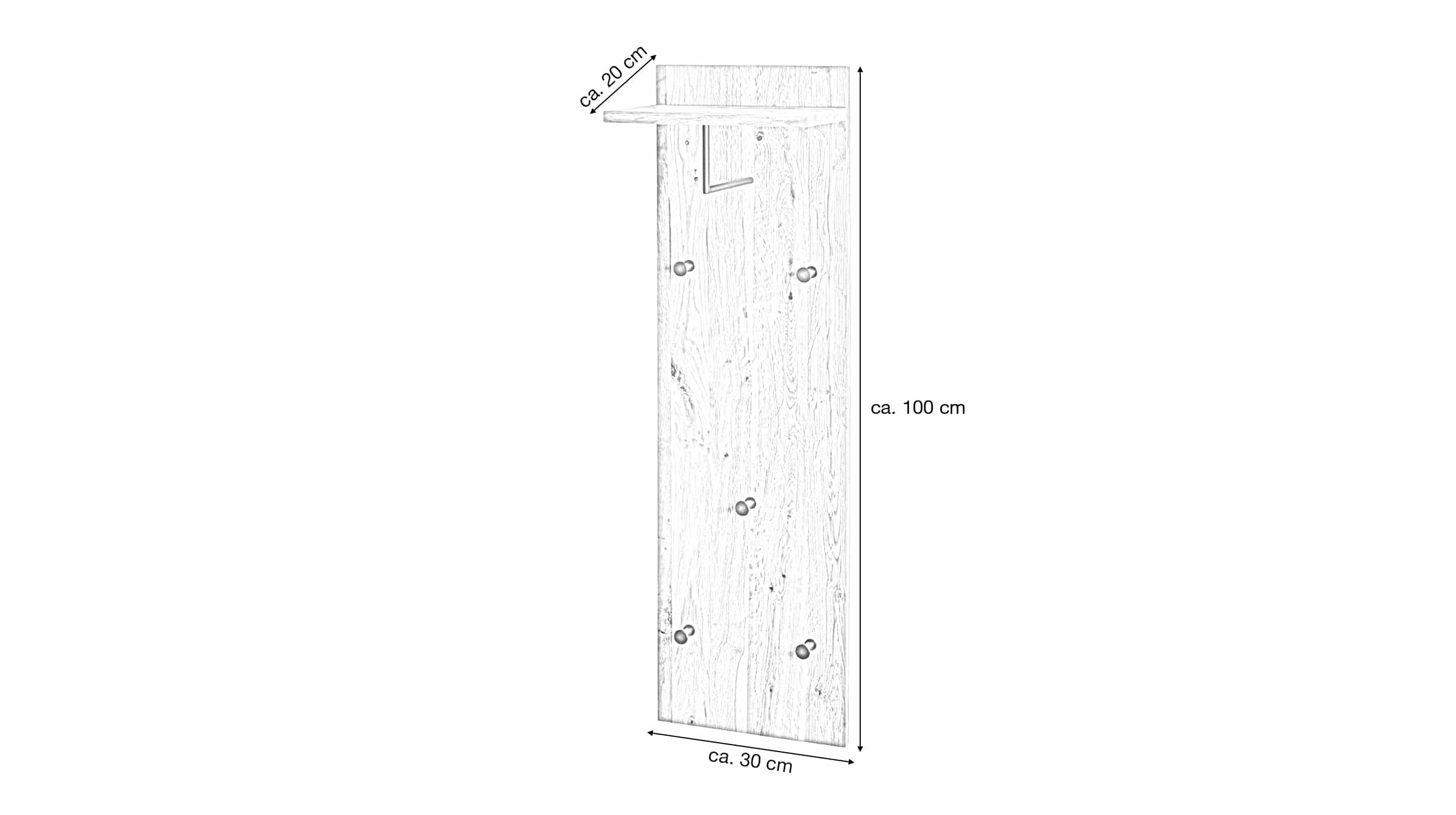 Wandgarderobe Paneel Eiche 30 x 100 cm  - PARMA