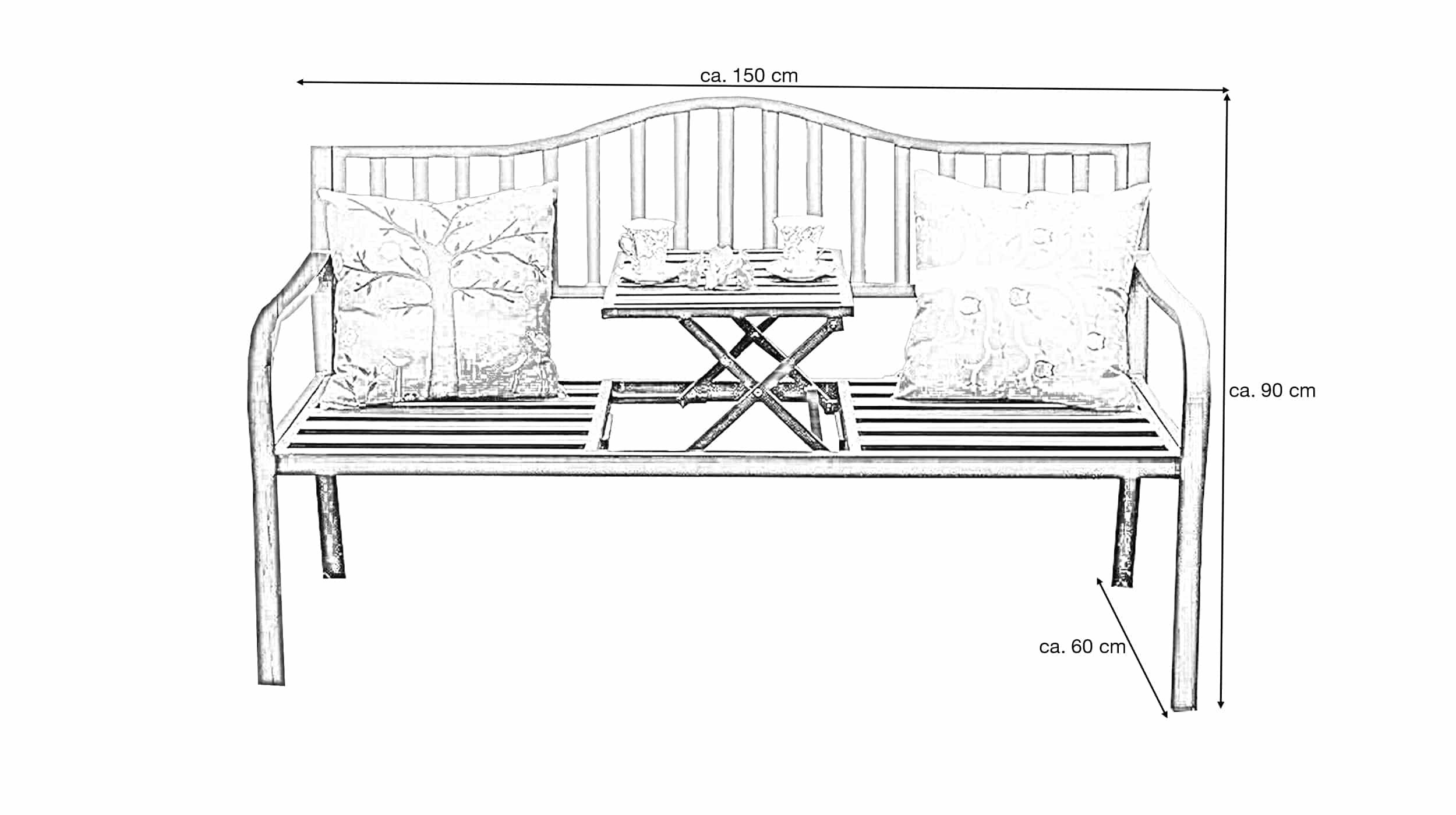 Gartenbank Metallgestell antharzit 150 cm - MARITA