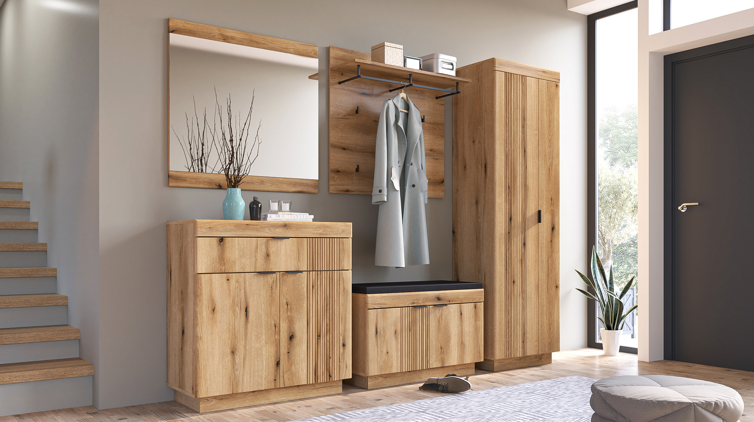Wandgarderobe Paneele Coast Evoke Eiche Breite 88 cm - DELAMAR