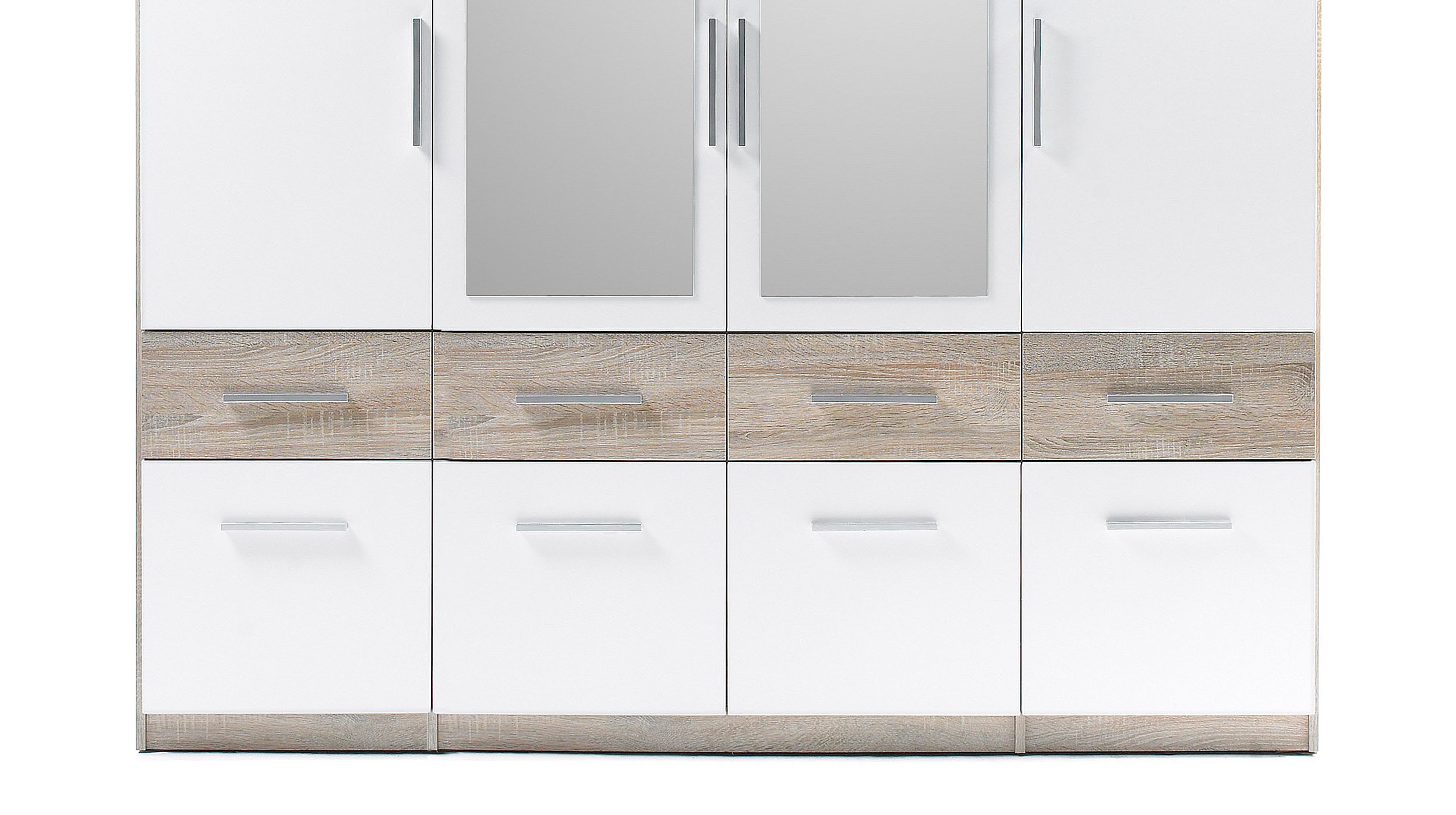 Kleiderschrank mit Spiegel - Sonoma Eiche - weiß - 180 cm - BOX