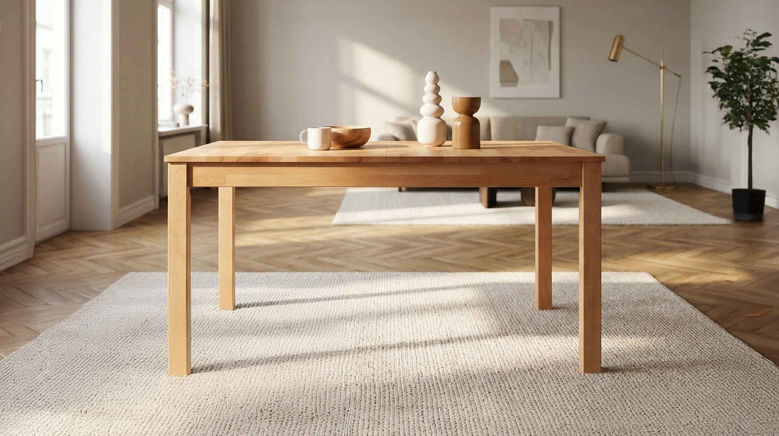 Esstisch 125 cm ausziehbar 165 cm Kernbuche massiv geölt - VARIUS