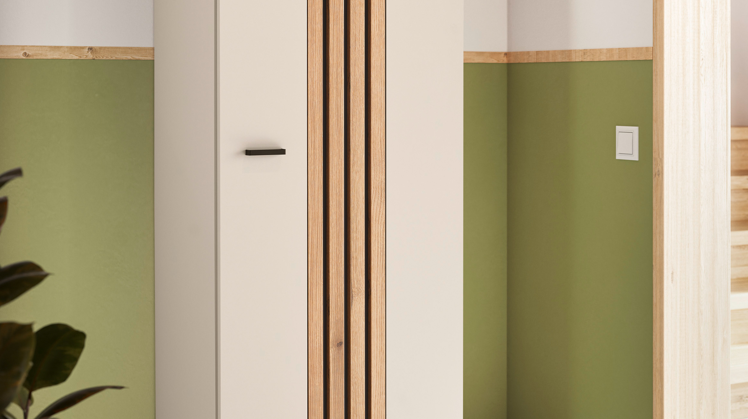 Garderobenschrank beige Evok Eiche 197 cm - LITUMO 