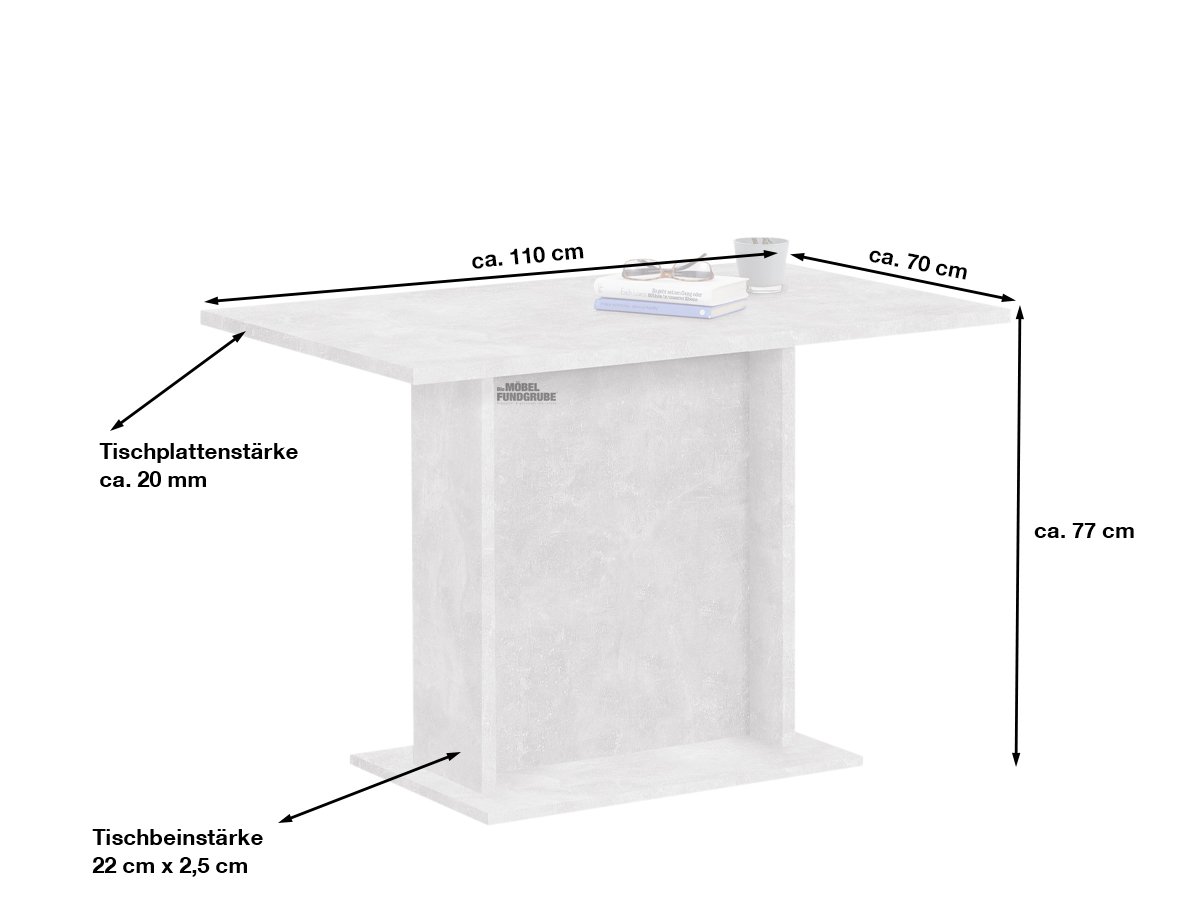 Esstisch 110 x 70 cm Betonoptik - BANDOL 3