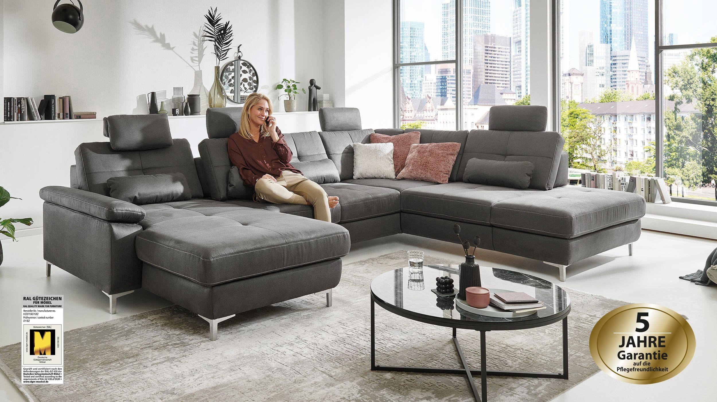 Couchliebe® Wohnlandschaft planbar - grau - Premium Version - SEATTLE
