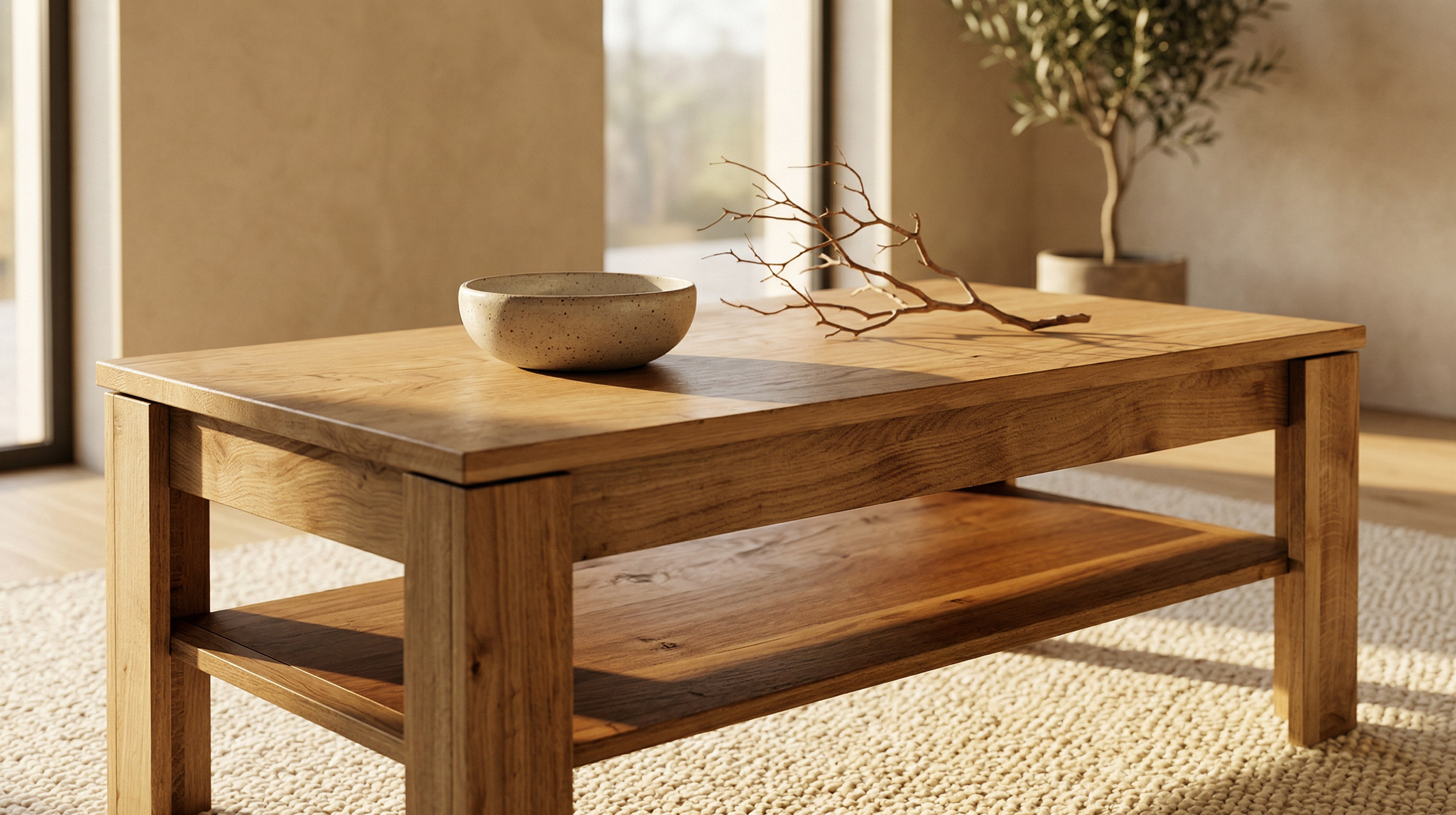 Couchtisch Wildeiche geölt teilmassiv 110 x 65 cm - FREYJA