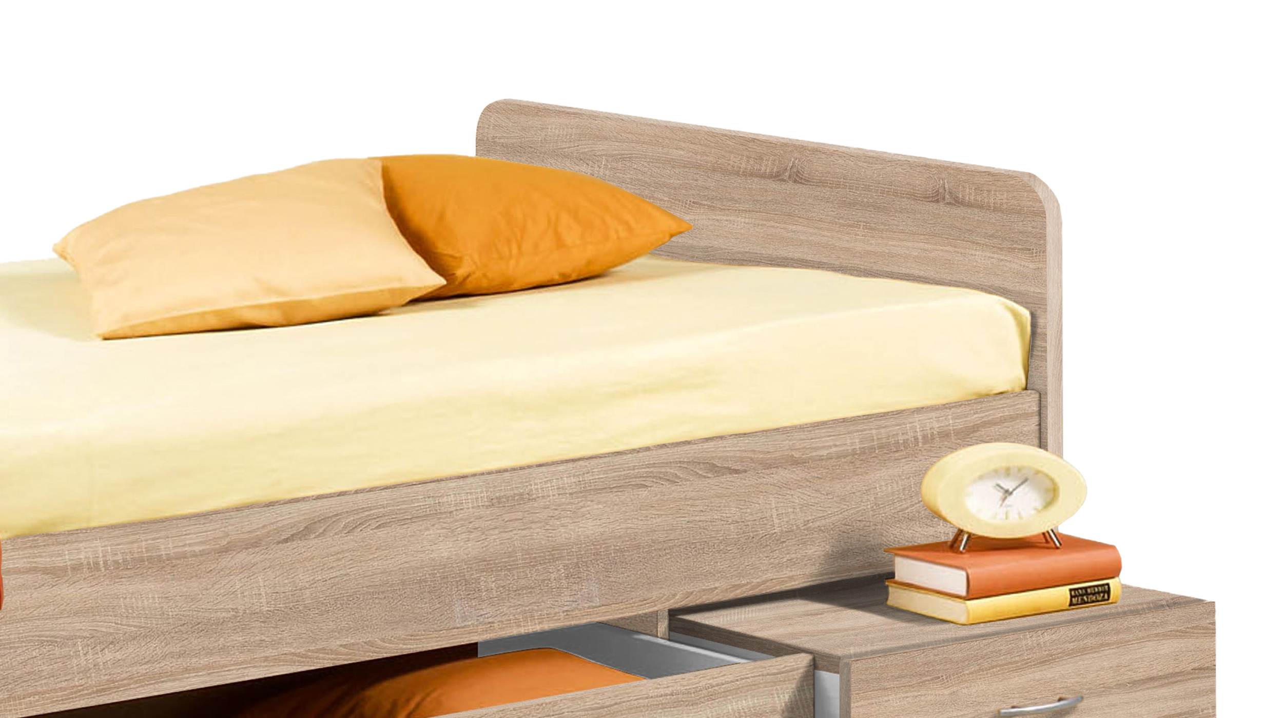 Jugendbett mit 2 Schubladen 90 x 200 cm Sonoma Eiche - BORO