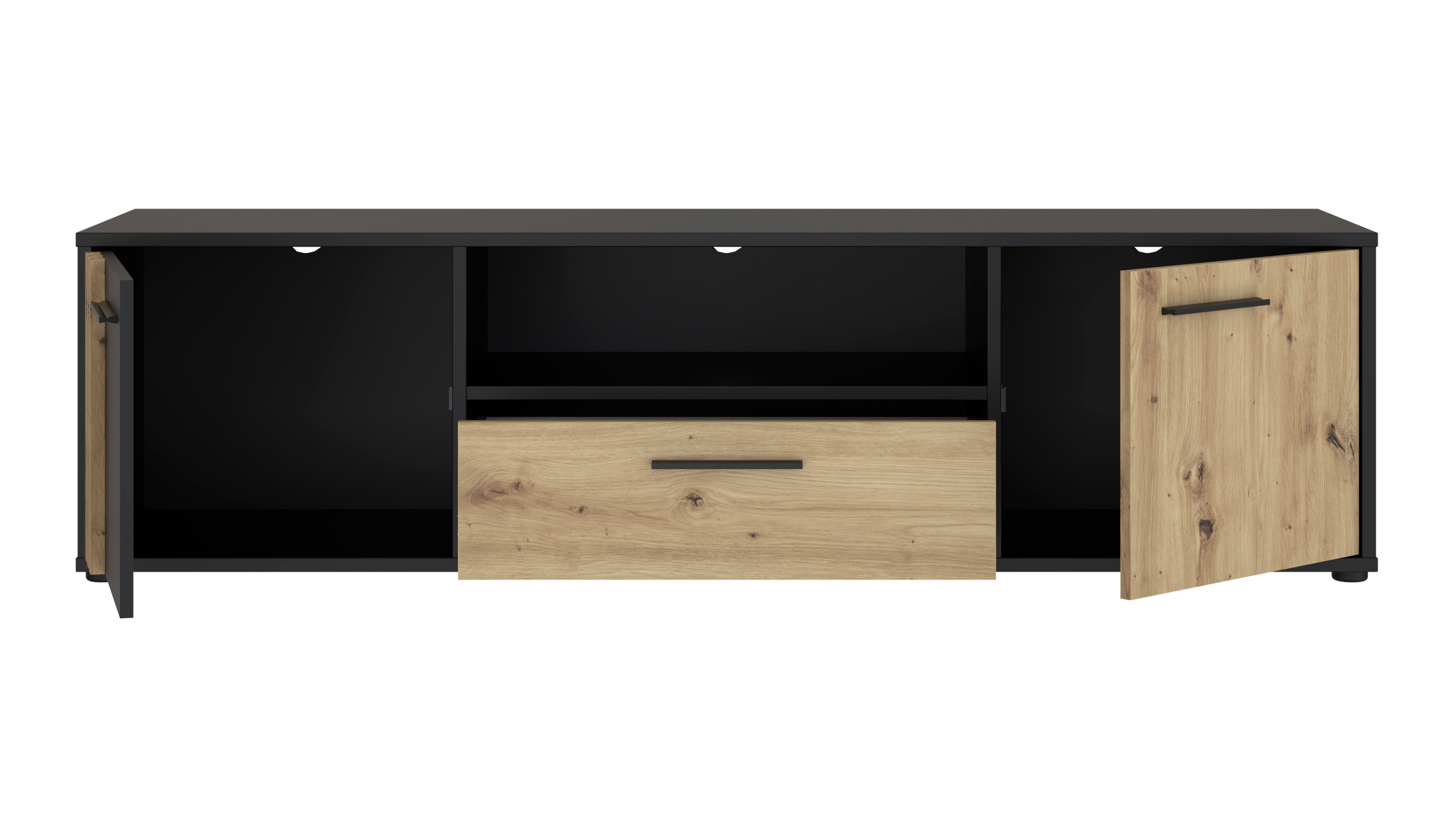 TV - Lowboard Artisan Eiche - schwarz 163 cm TV-Board - CARDIGAN