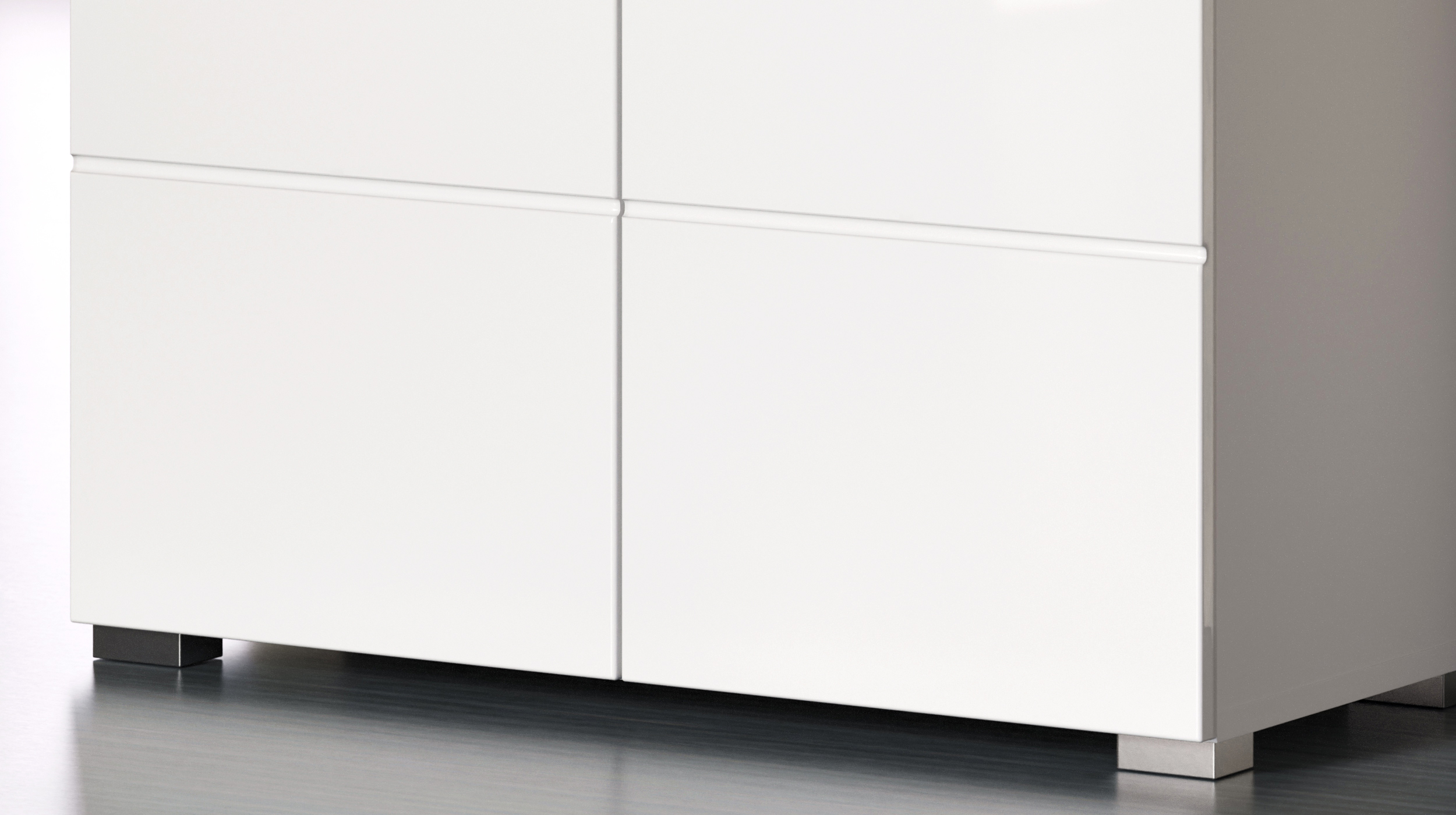 Bad Hochschrank weiß hochglanz 4 Türen 73 cm - AMANDA