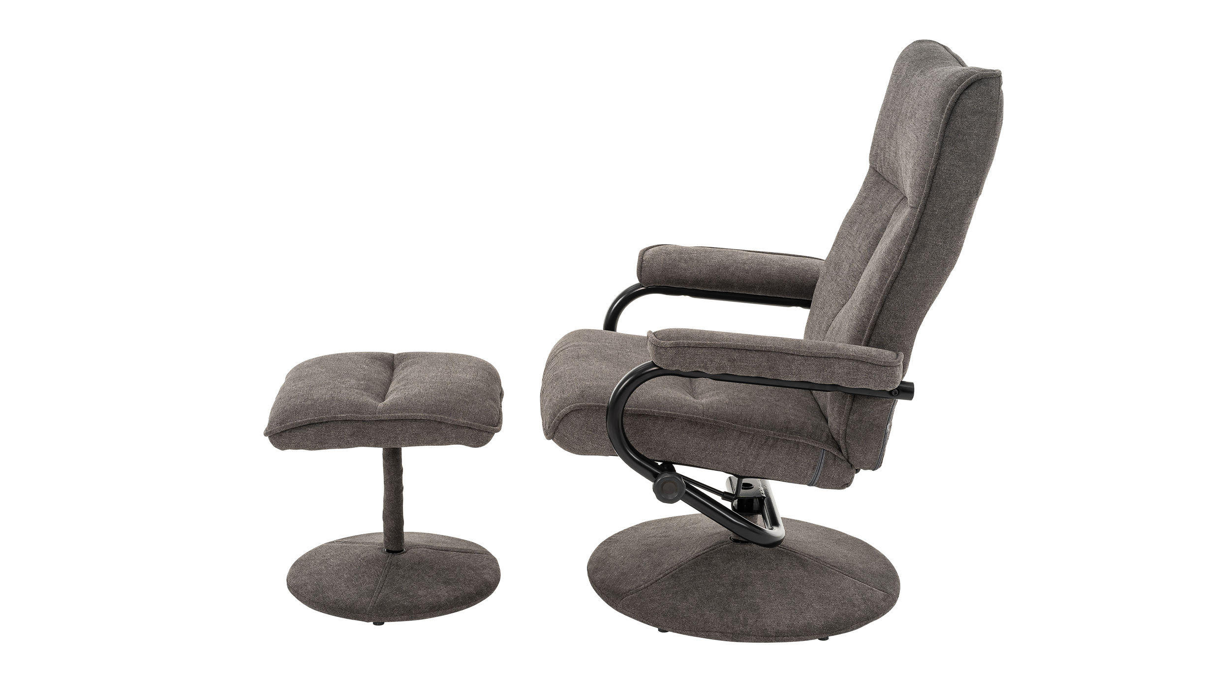 Relaxsessel mit Hocker grau Microfaser - drehbar - MORENA