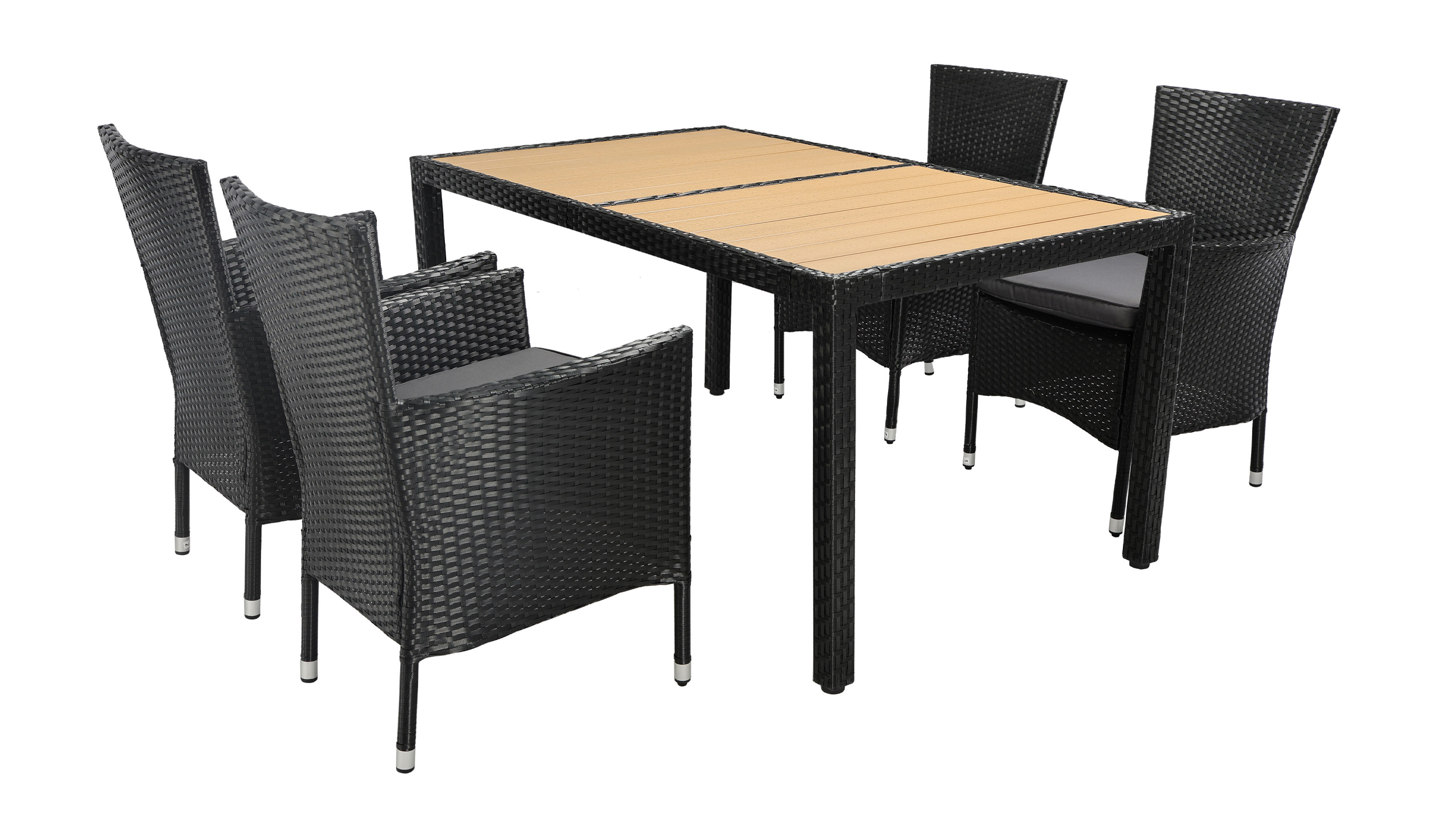 Gartenmöbel Set 5-teilig Gartentisch 150 x 90 cm schwarz - KOSAMO