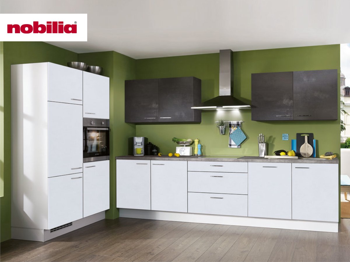 Eckküche 120 + 330 cm - mit Geräten - Küchenfronten matt - SPEED Eckküche 120 + 330 cm - mit Geräten - Küchenfronten matt - SPEED