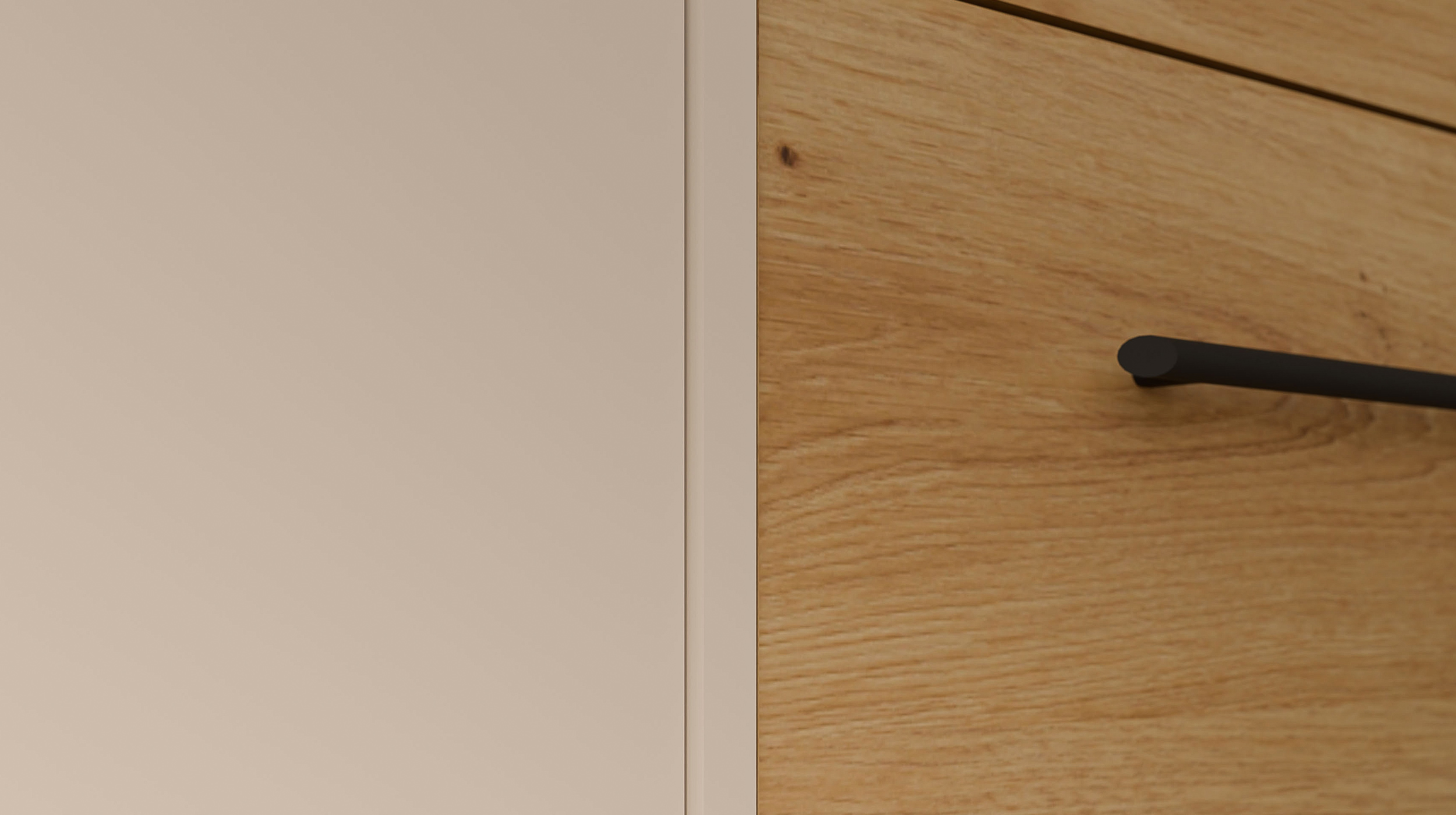 Kleiderschrank beige Artisan Eiche - 144 cm - 3 Türen - MOKKARIS