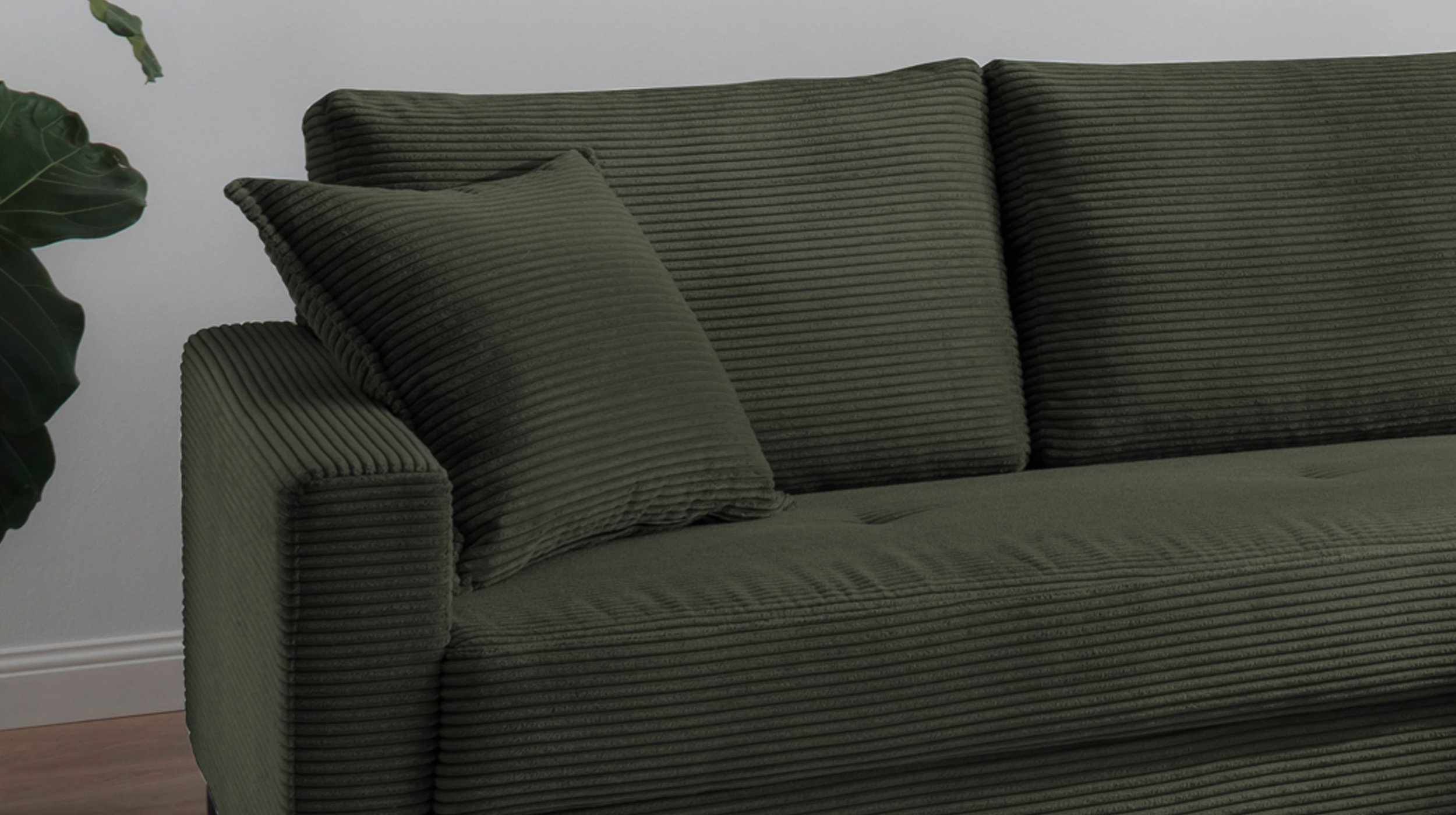 Ecksofa Cord dunkelgrün 276 x 173 cm - SUMMER