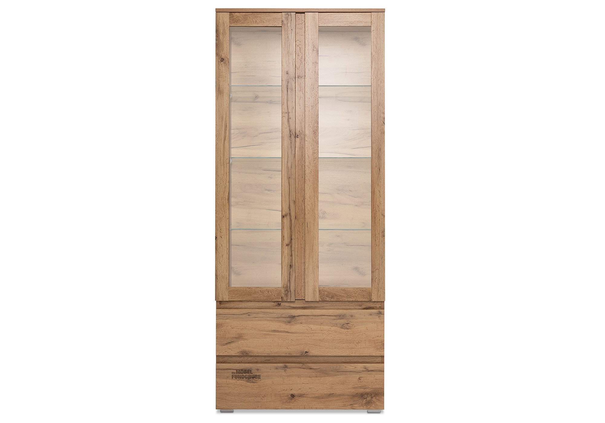Vitrine mit 2 Glastüren Honig Eiche Breite 80 cm - IMAGE