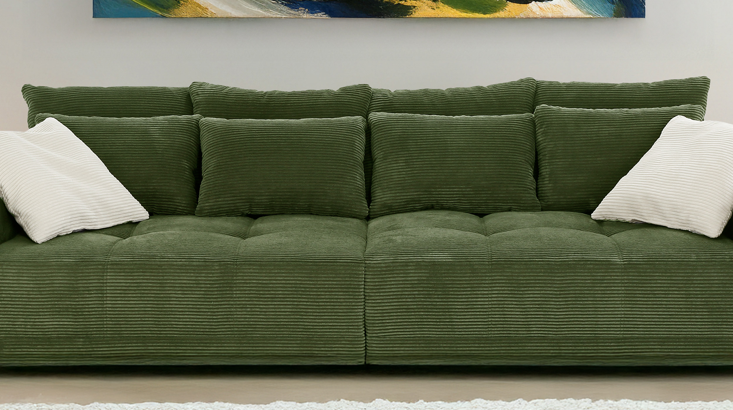Big Sofa Cord grün - 308 cm - Federkern - JANNI