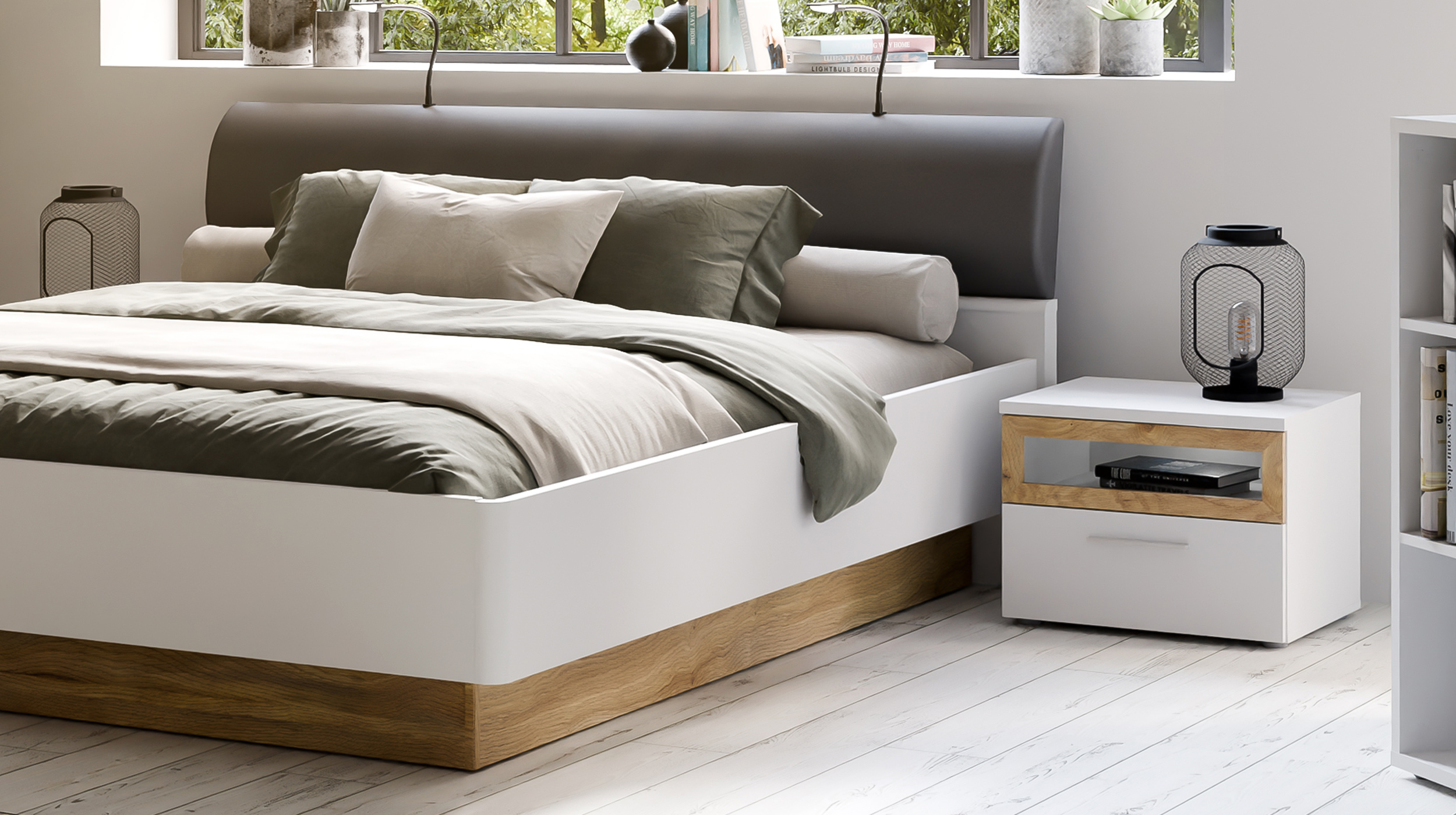 Nachttisch Paar weiß 52 x 42 cm mit Schublade - MAYACUS 