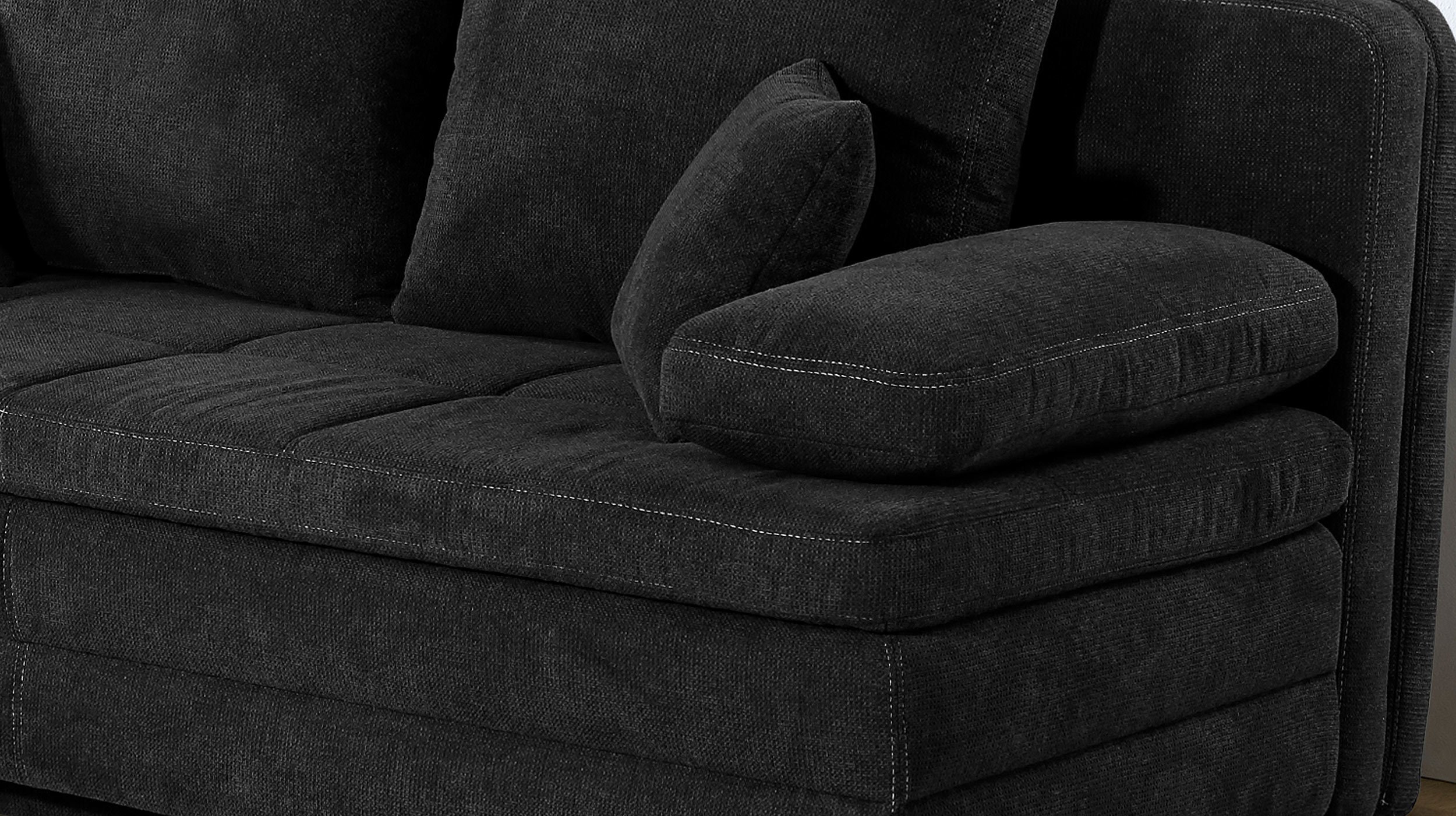 Schlafsofa schwarz Bettkasten Dauerschläfer Federkern - LINDAU