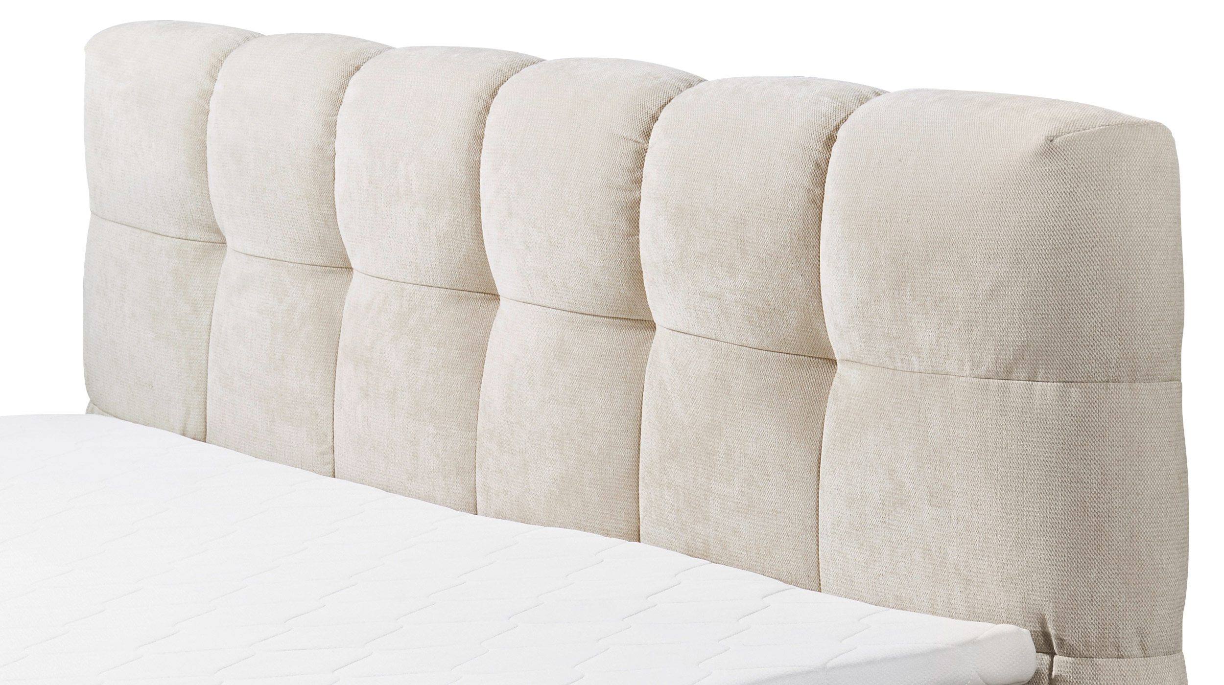 Boxbett 180 x 200 cm beige Stoffbezug mit Bettkasten - VELARIO 