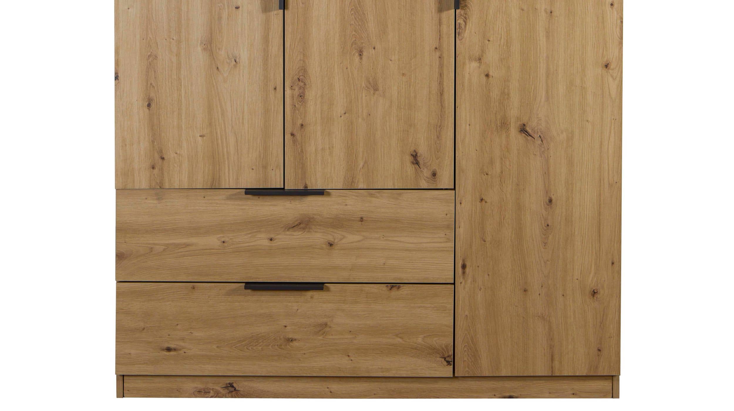 Kleiderschrank mit Schubladen 3-türig Eiche 122 cm - ESPRESSO