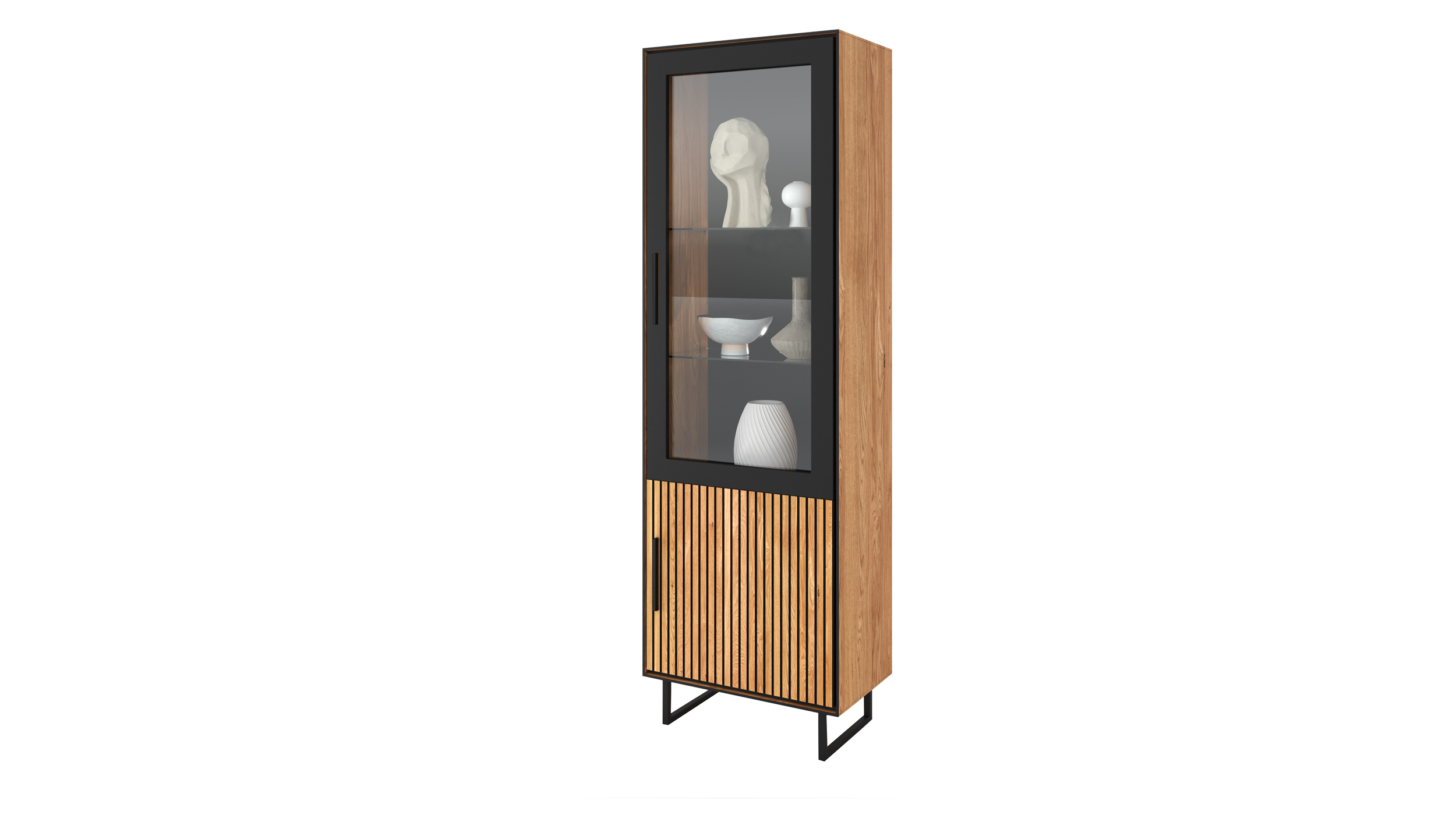 Vitrine mit Glastür Eiche teilmassiv geölt Breite 54 cm - BELLA Vitrine mit Glastür Eiche teilmassiv geölt Breite 54 cm - BELLA