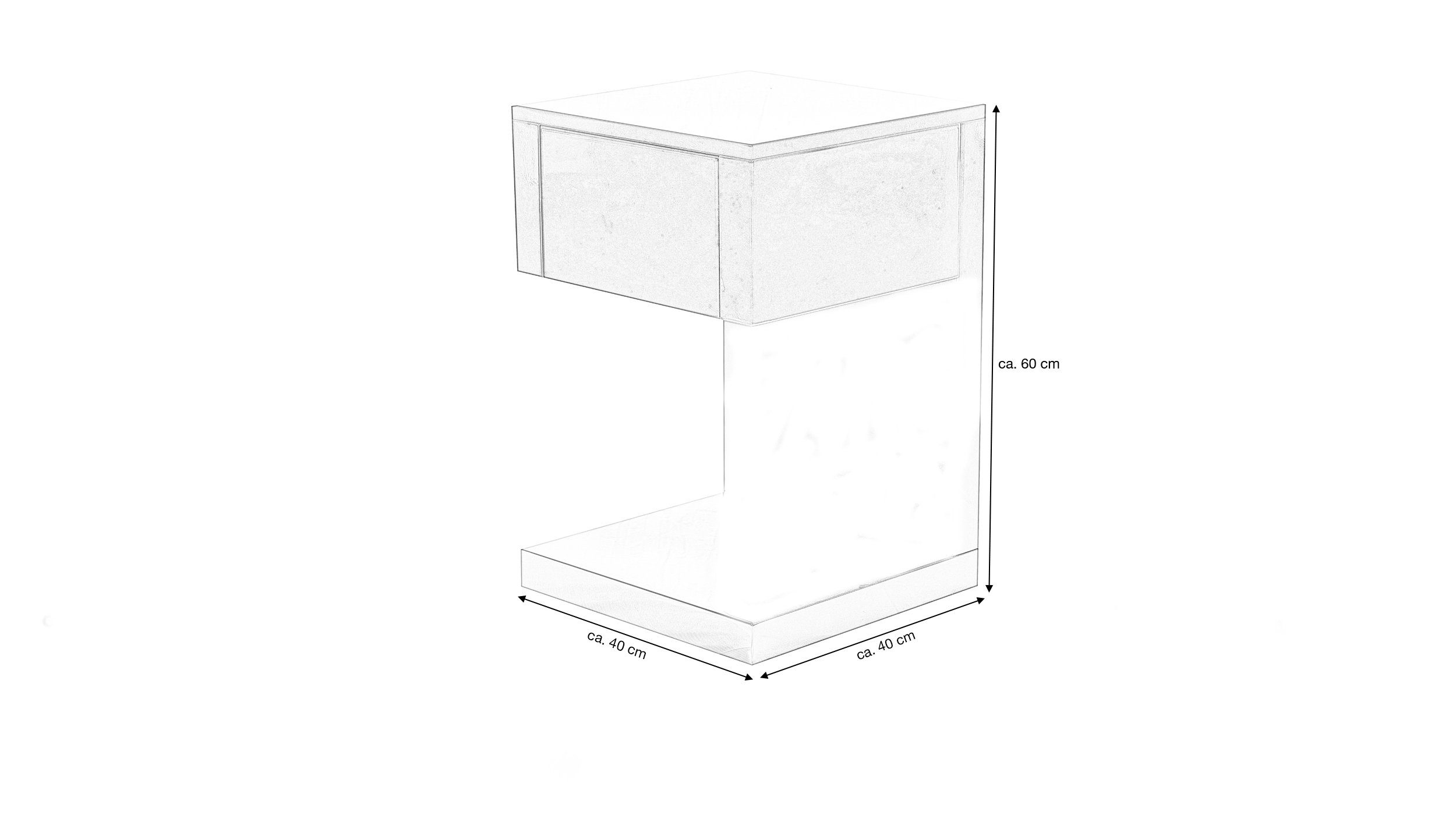 Nachttisch weiß hochglanz 40 cm x 60 cm - DINA