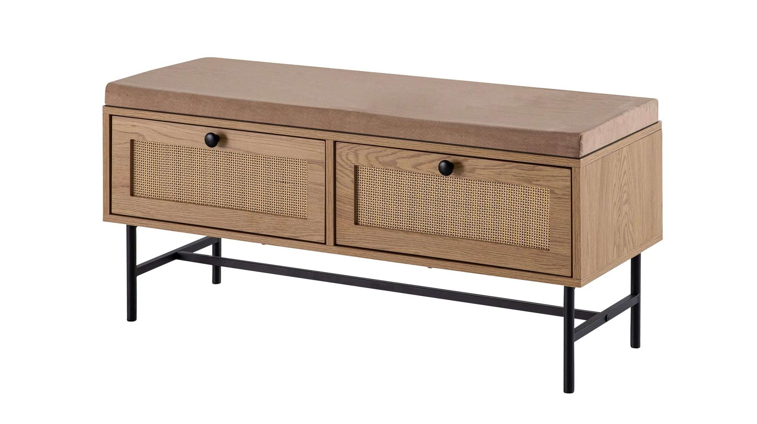 Garderobenbank Eiche Holzdekor - Rattan B 100 x H 48 cm - RATVAN