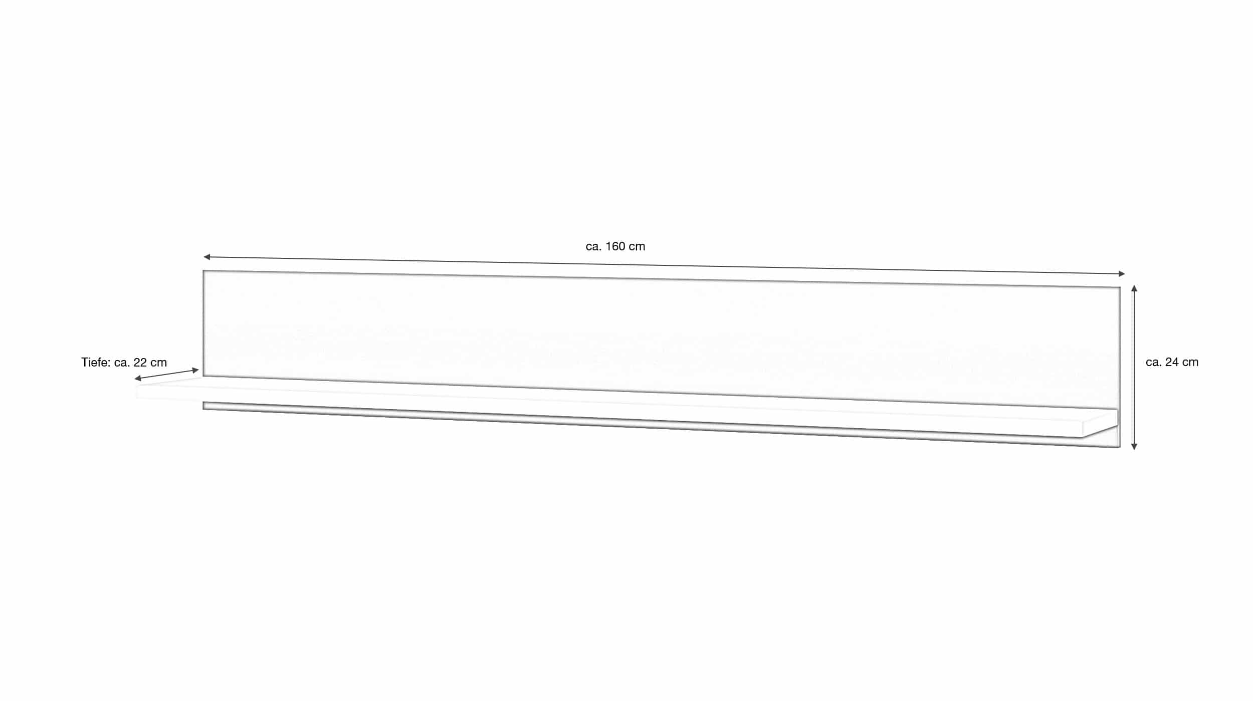 Wandboard alpinweiß - anthrazit 160 cm - CAMPANIA