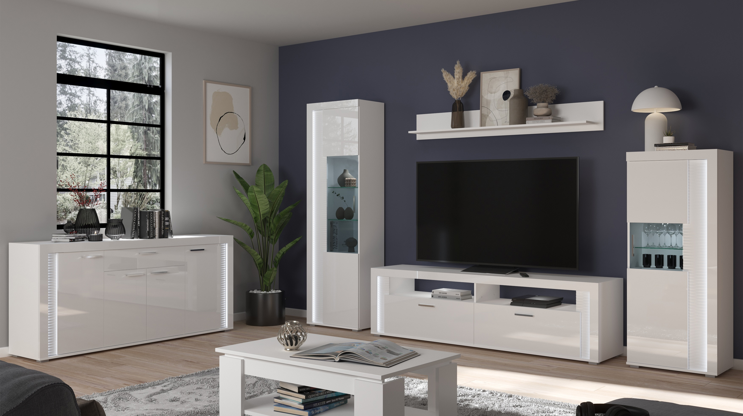 Sideboard mit Schublade weiß hochglanz 182 cm - SKYLIGHT