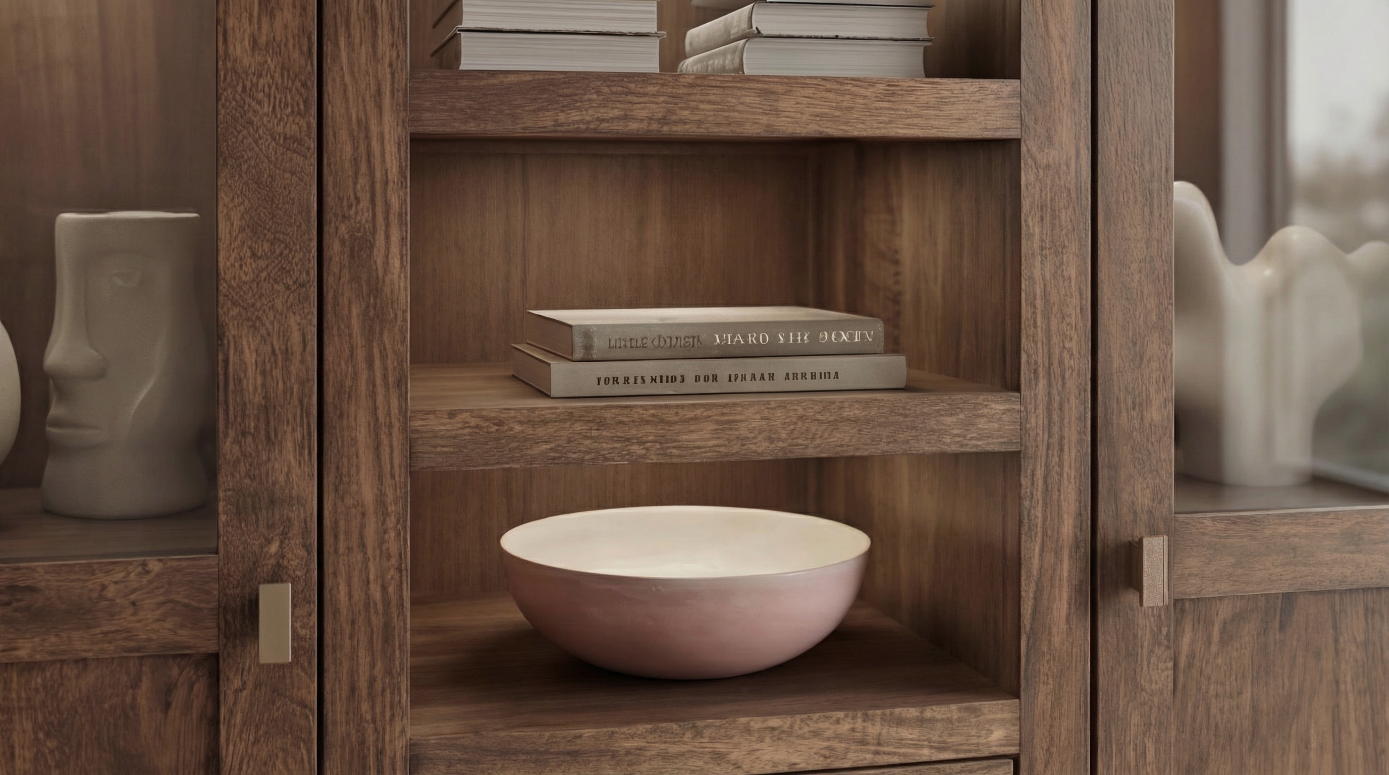 Highboard Mango massiv gebeizt montiert - Glastüren - MANGALA