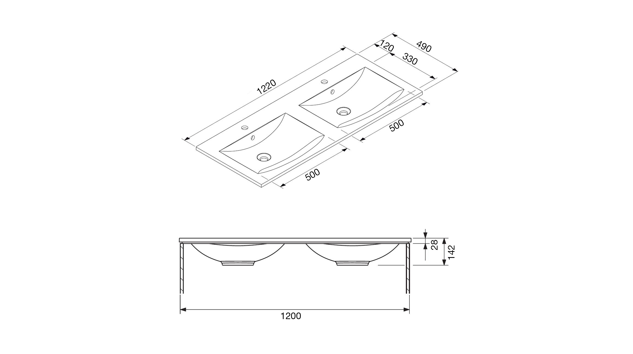 Badmöbel-Set weiß matt - 3 Teile mit HS - Waschtisch 121 cm - SANTANA