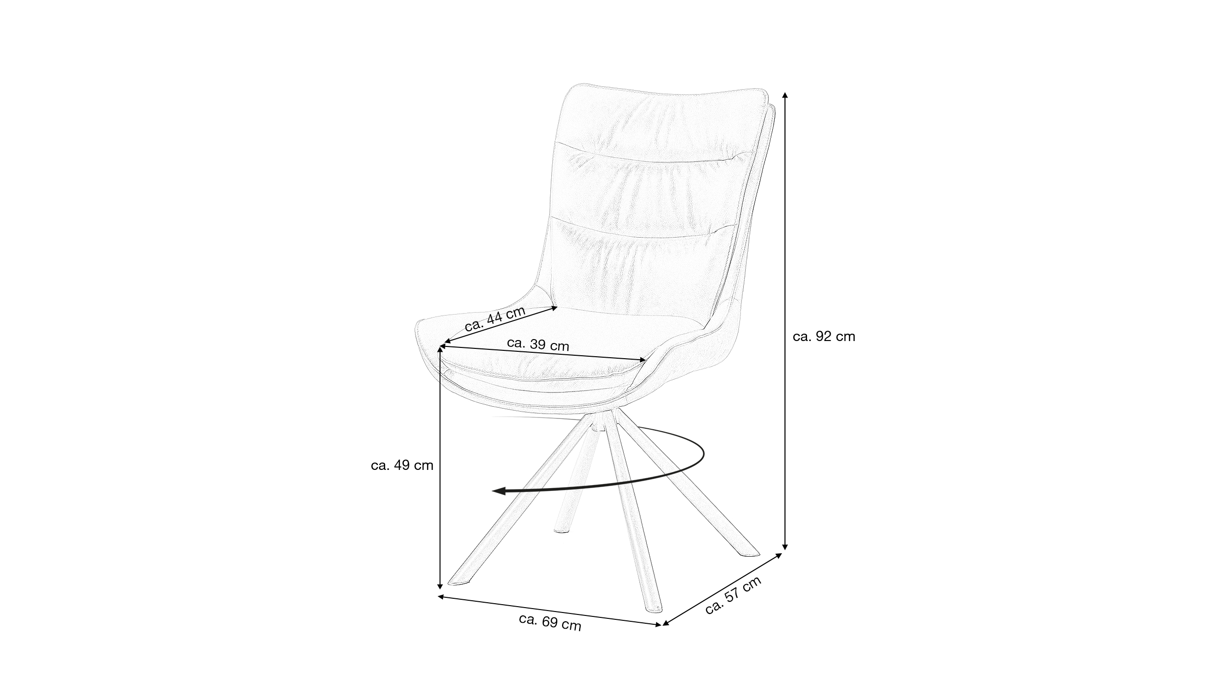 Polsterstuhl Schalenstuhl Echtleder braun- drehbar - MAURICE