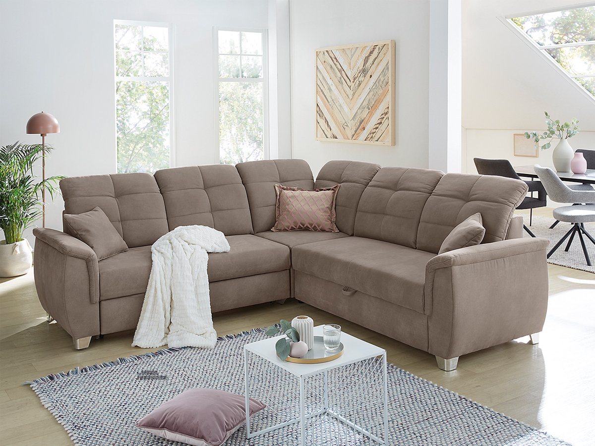 Ecksofa mit Schlaffunktion 263 x 263 cm braun - UDINE