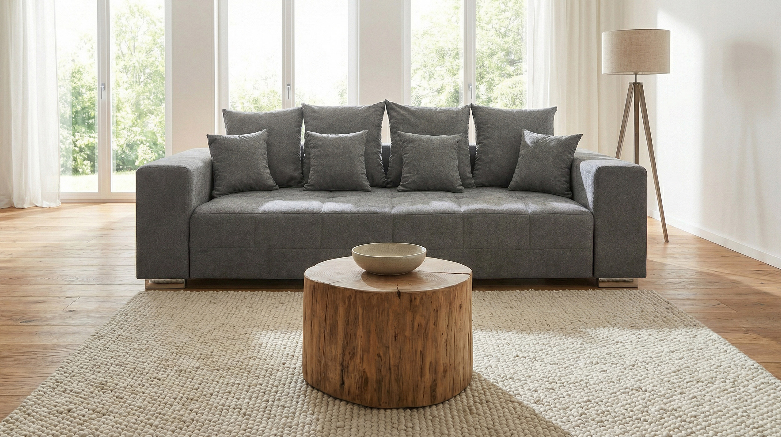 Big Sofa grau Stoffbezug - Microfaser - 254 cm - BORNEO