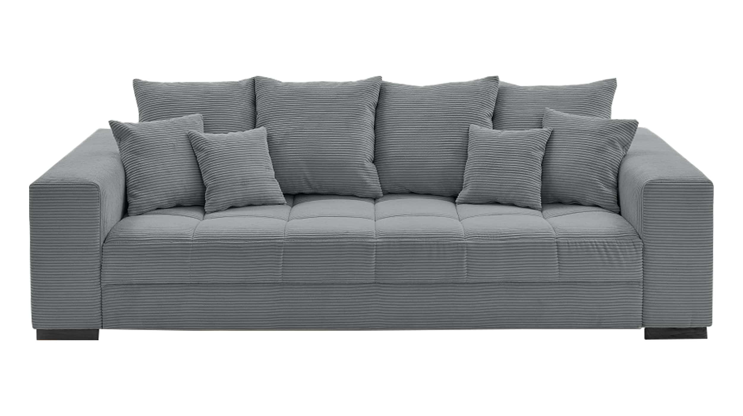 Big Sofa grau Cord 254 cm - Nosagunterfederung - BORNEO