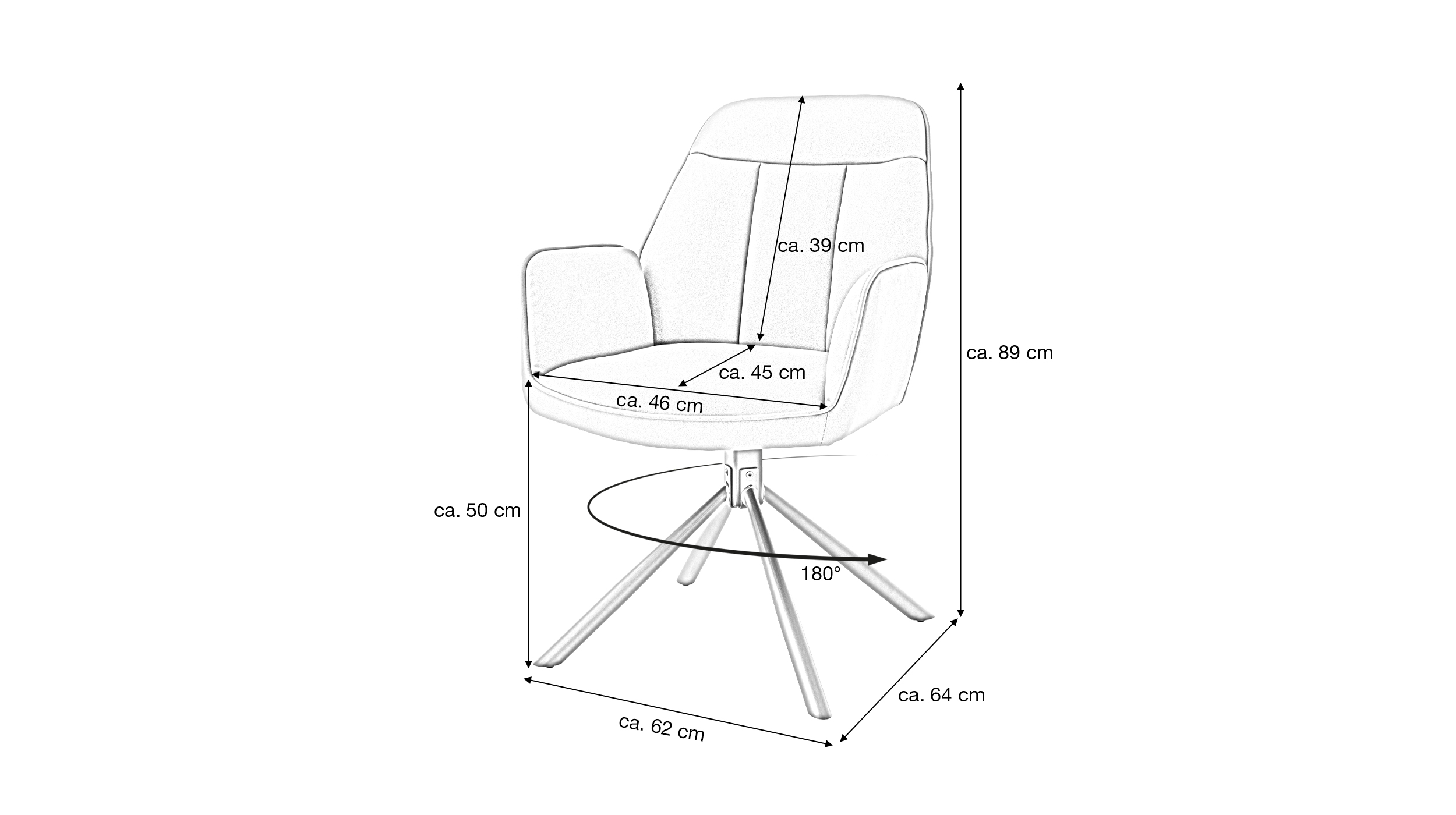 Armlehnstuhl anthrazit Drehstuhl Microfaser - RAFAELA