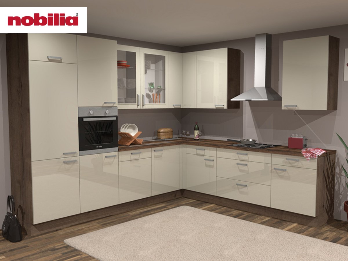 Eckküche 305 x 275 cm - mit Geräten - Küchenfronten Lack Hochglanz - FLASH Eckküche 305 x 275 cm - mit Geräten - Küchenfronten Lack Hochglanz - FLASH