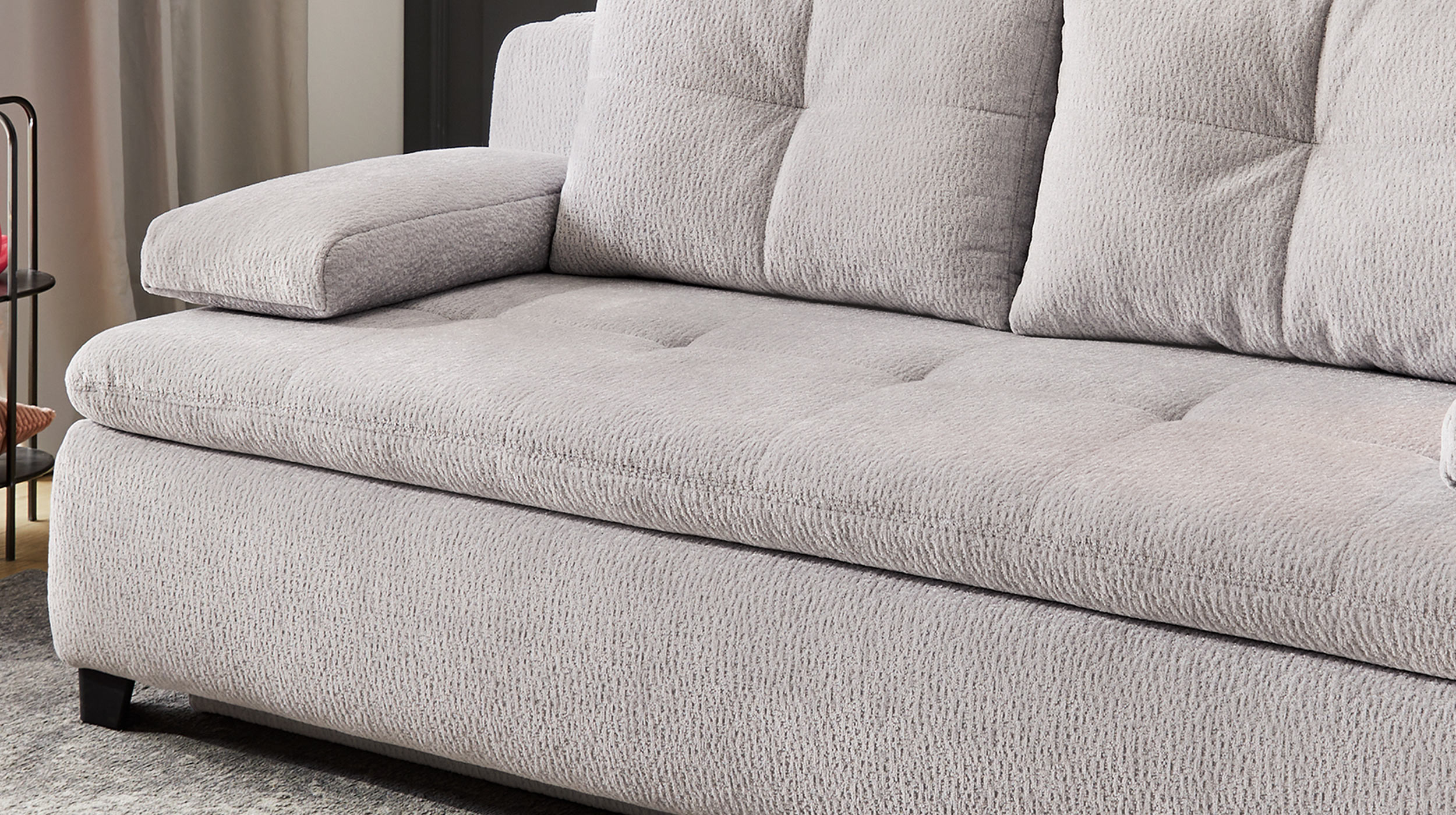 Schlafsofa grau Bettkasten Dauerschläfer 201 cm - BALU