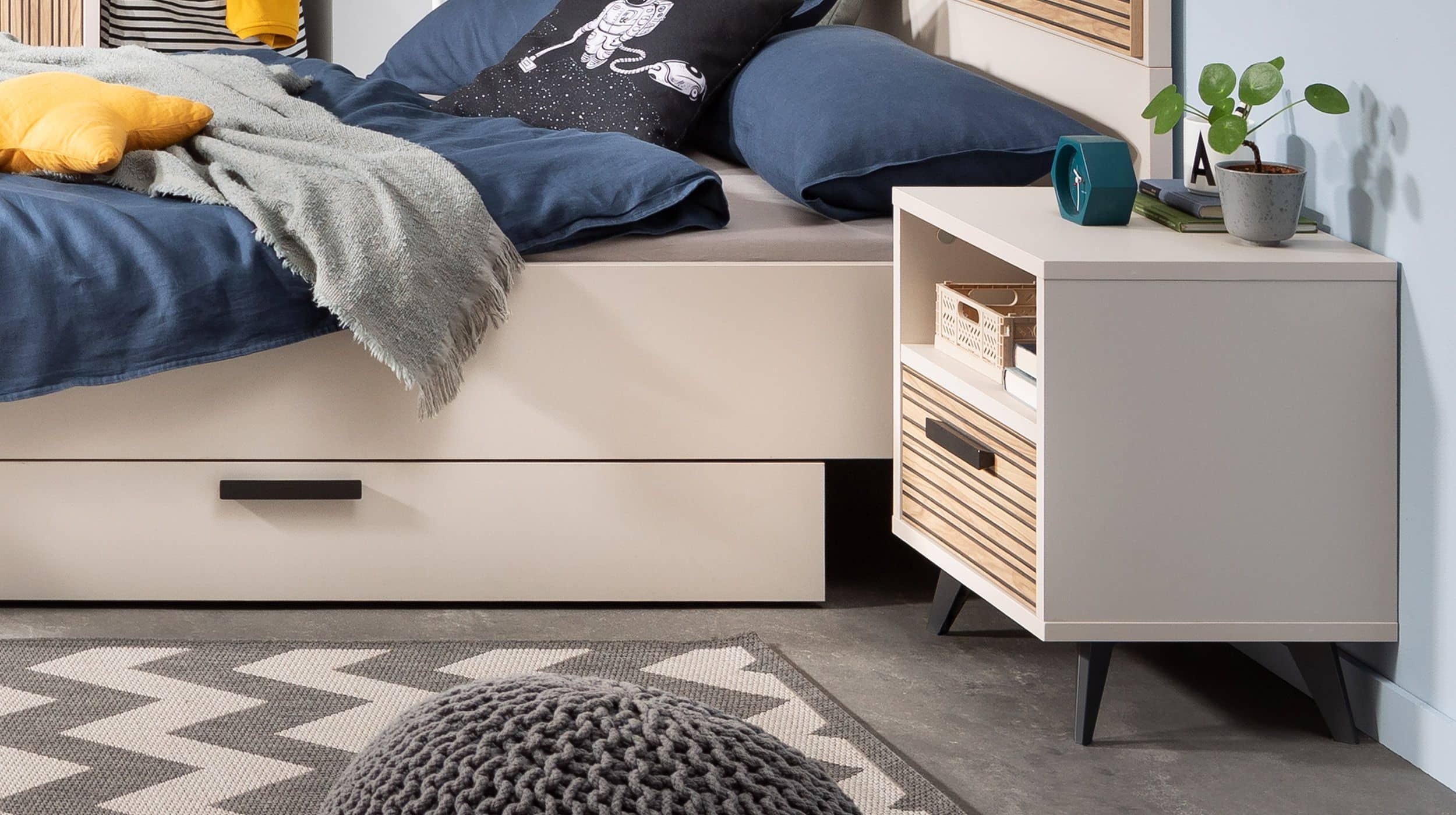 Nachttisch Eiche - beige - 50 x 55 cm - Nachtkommode - BRAVO