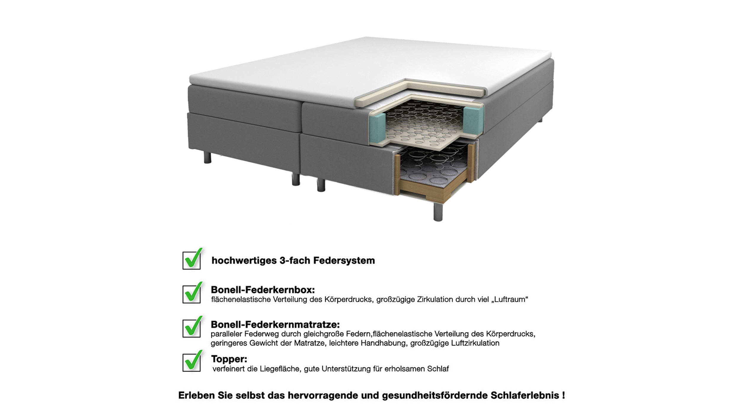 Boxspringbett 180 x 200 cm beige Chenille - NARVE