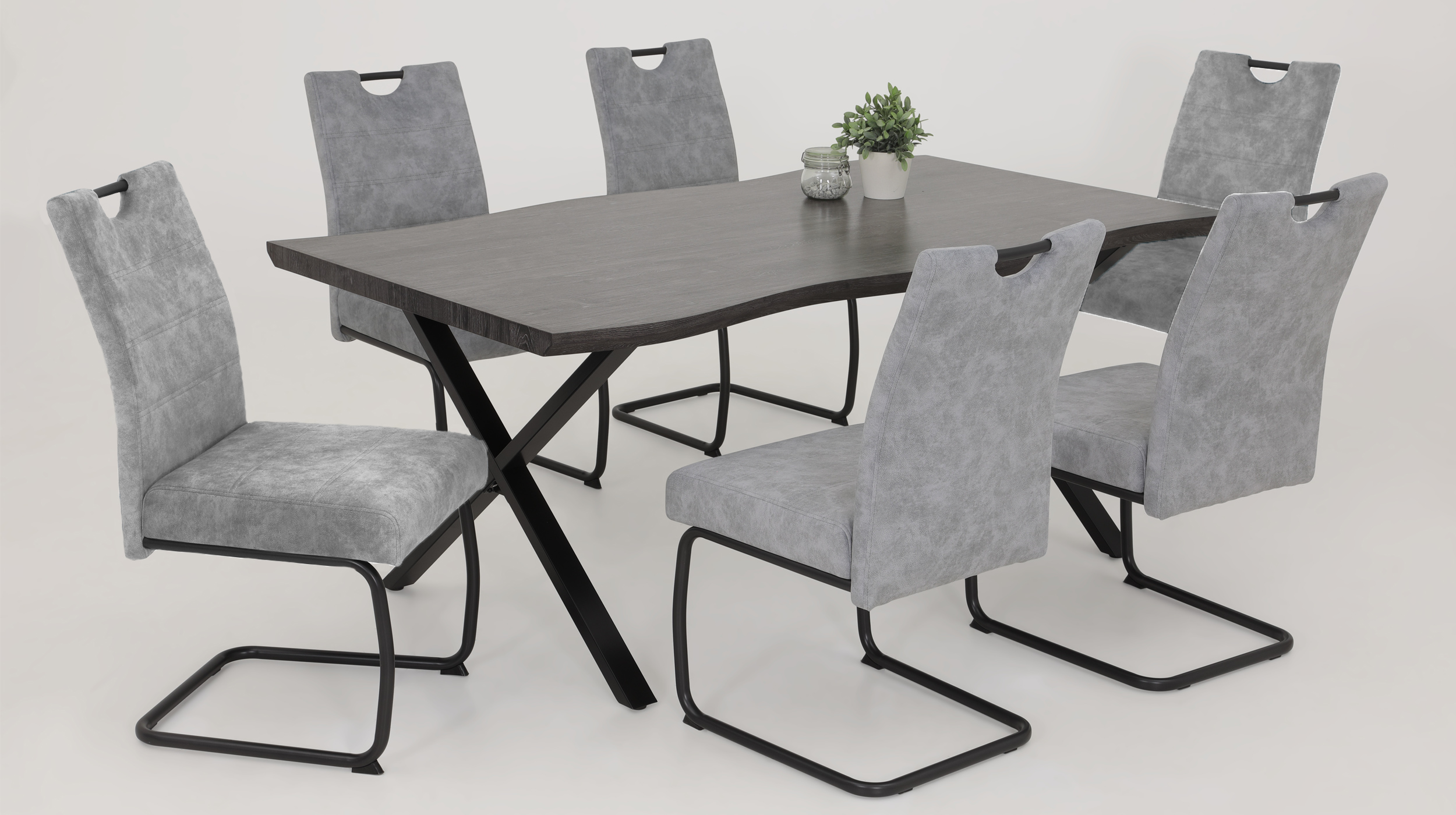 Schwingstuhl grau mit Taschenfederkern-Polsterung - Luxus Komfortsitz - LAURINA