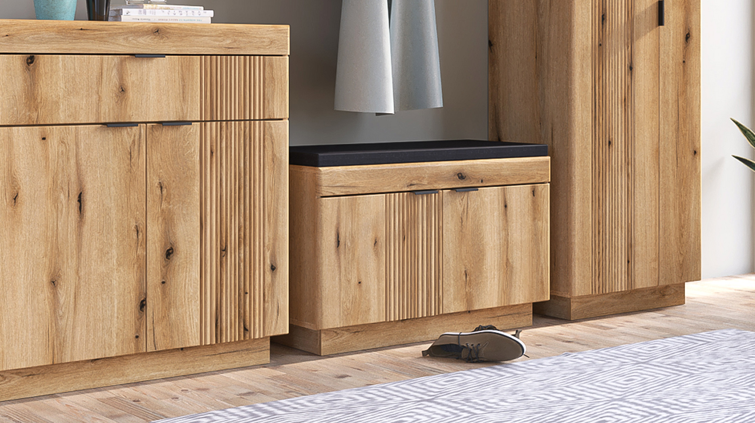 Garderobenbank Coast Evoke Eiche 88 cm Schuhbank - DELAMAR